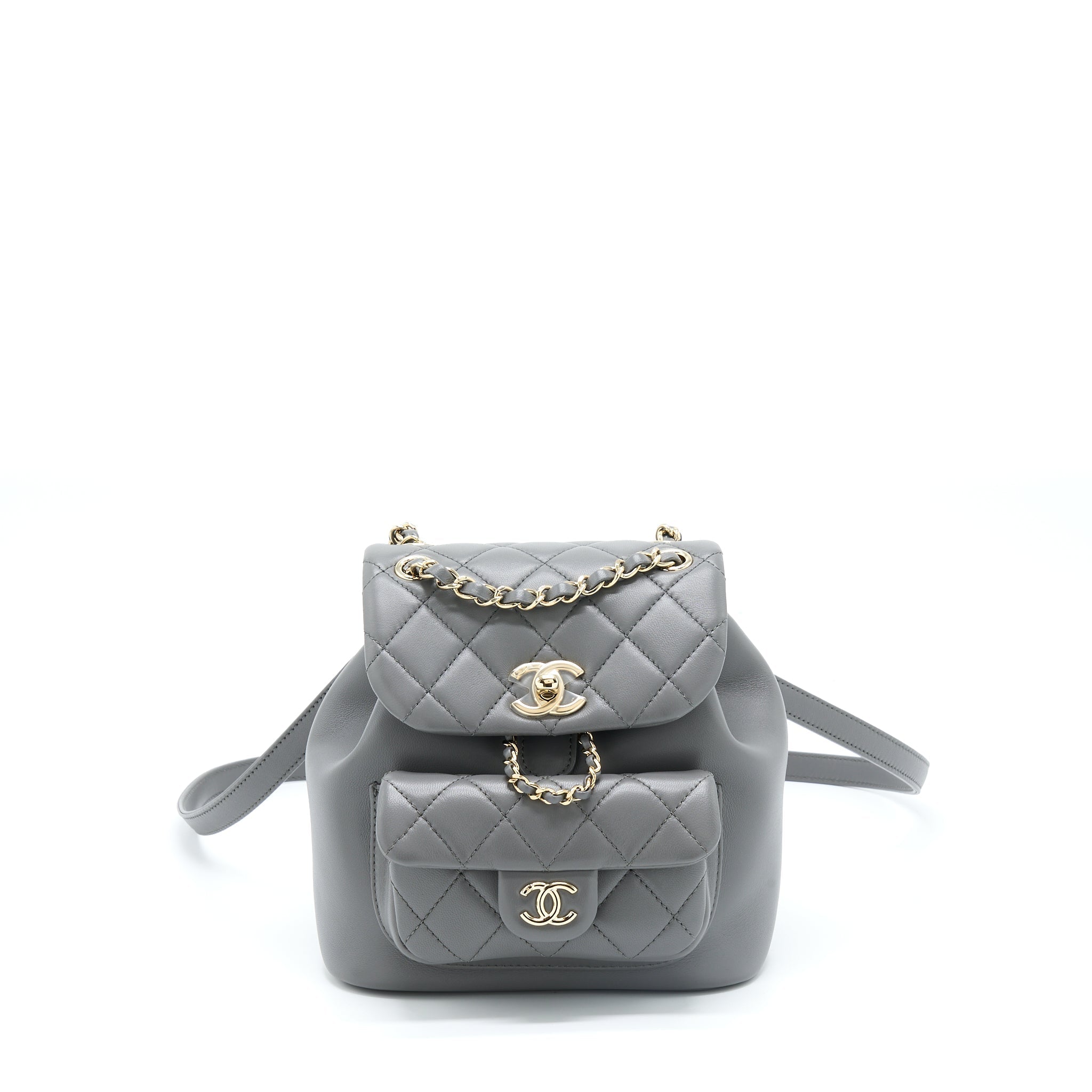 Chanel 22A Duma Backpack Lambskin Dark Grey L