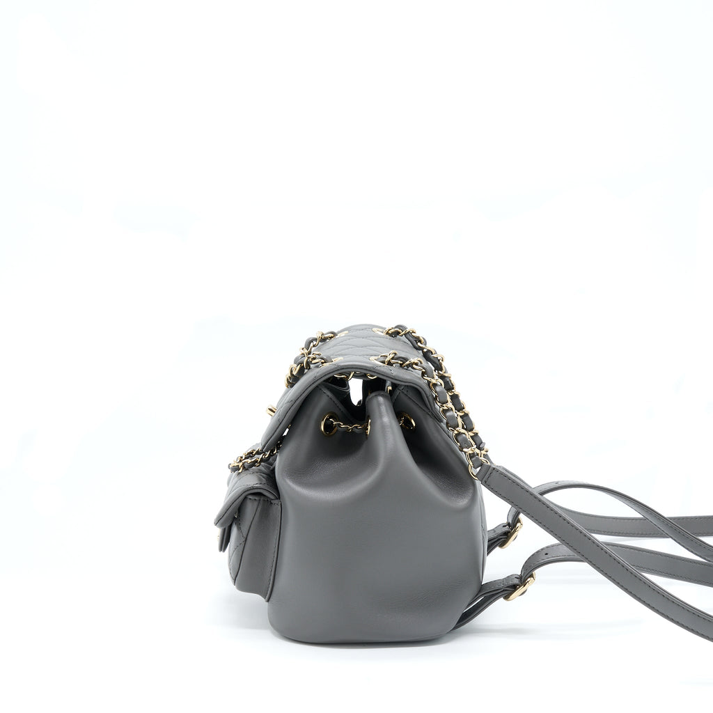 Chanel 22A Duma Backpack Lambskin Dark Grey L