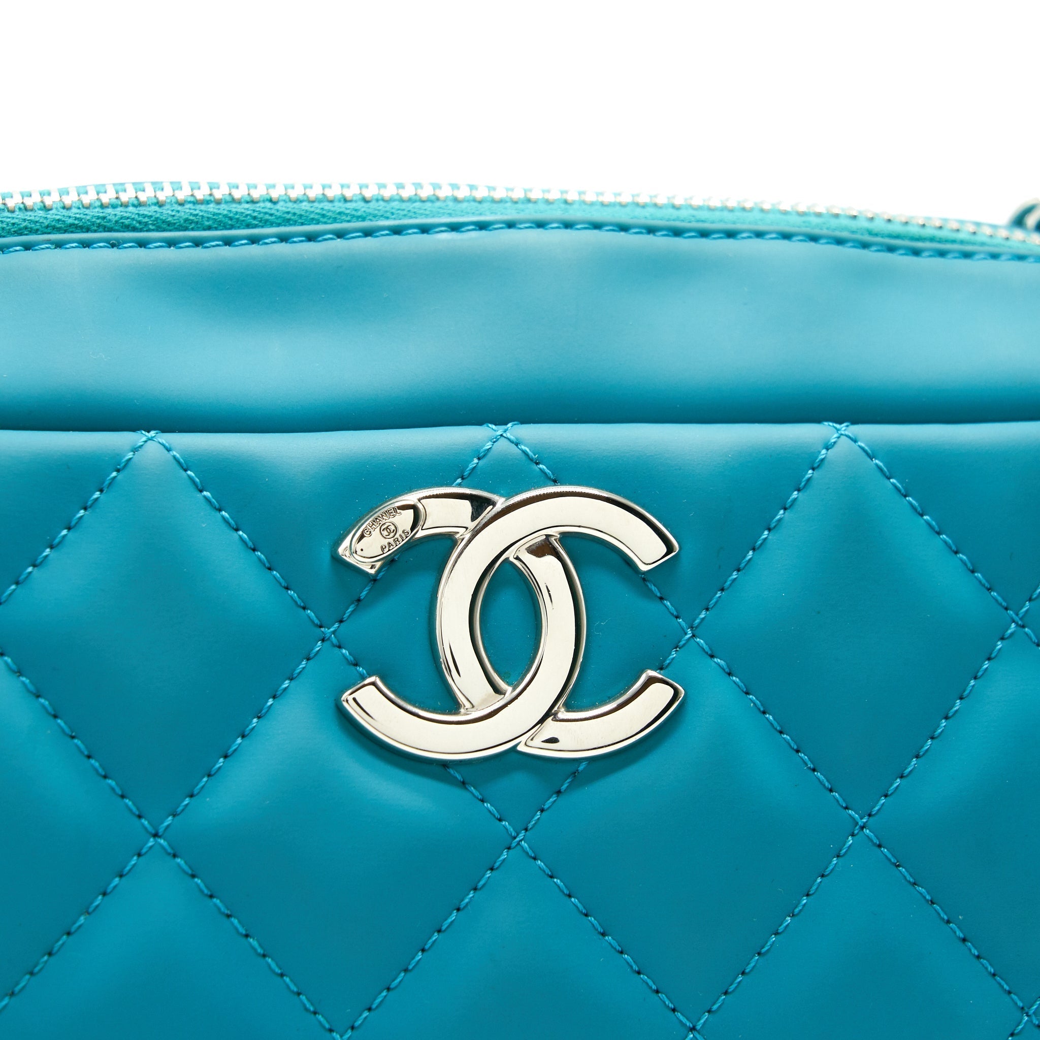 Chanel Quilted Rubberized Lambskin Coco Rain Camera Bag Blue