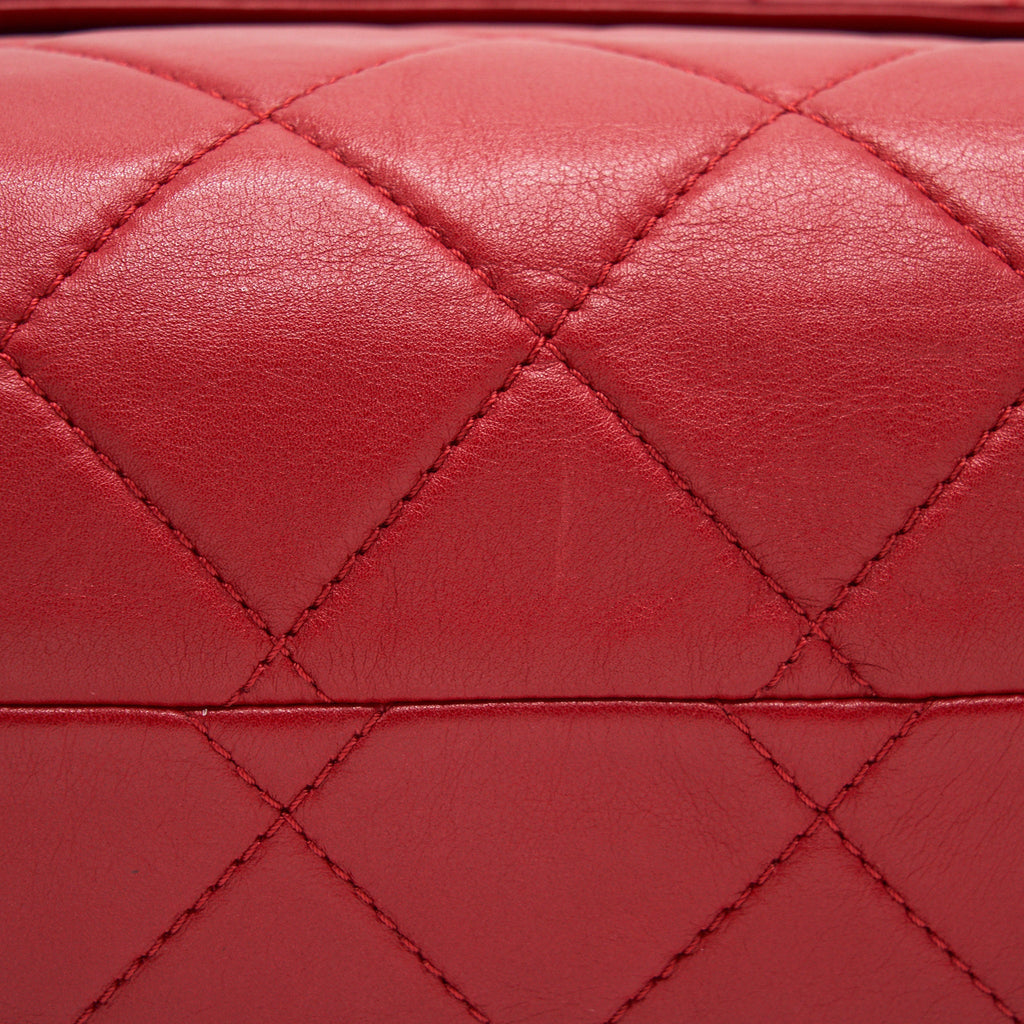 Chanel Quilted Large Flap Leather Bag With Chain Red