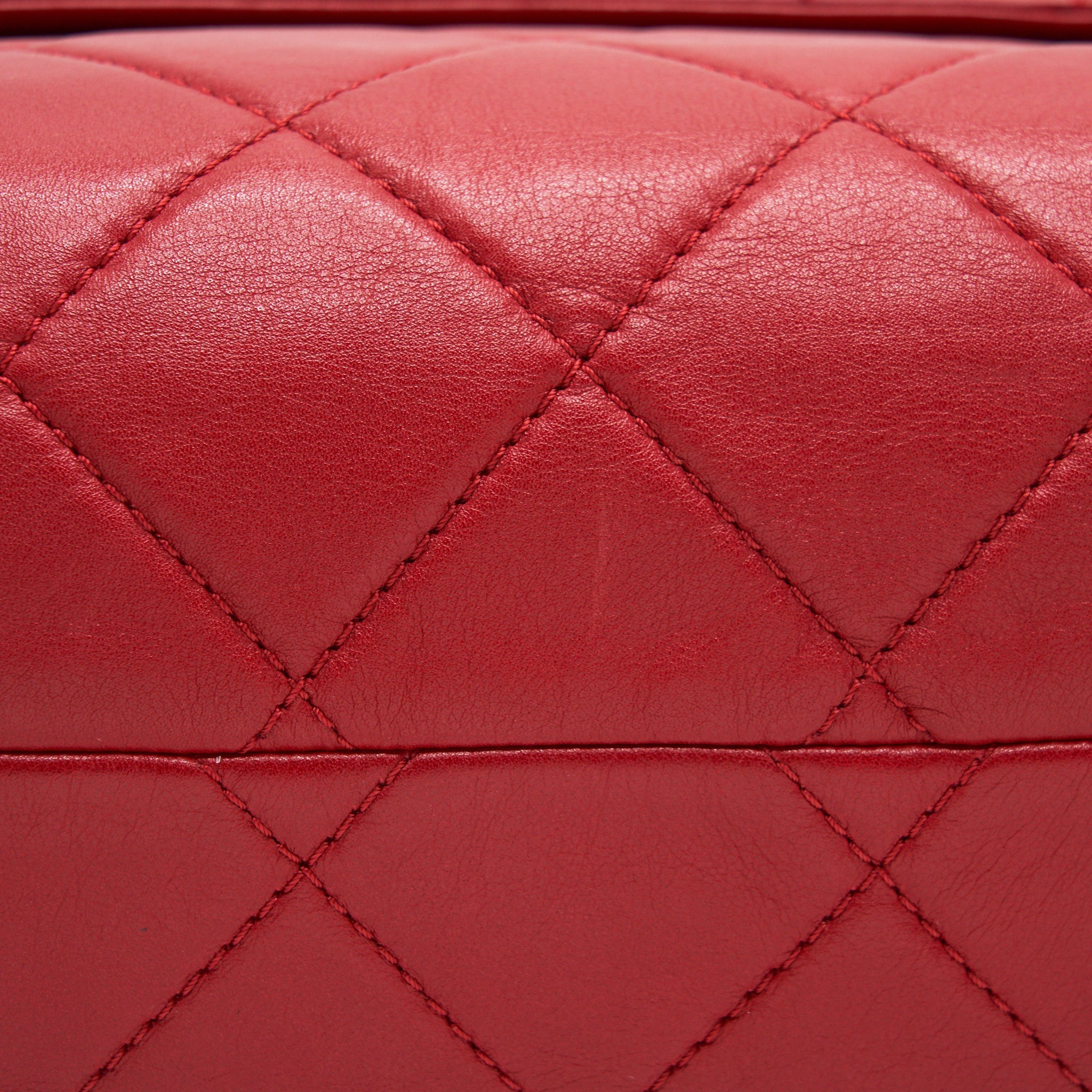 Chanel Quilted Large Flap Leather Bag With Chain Red