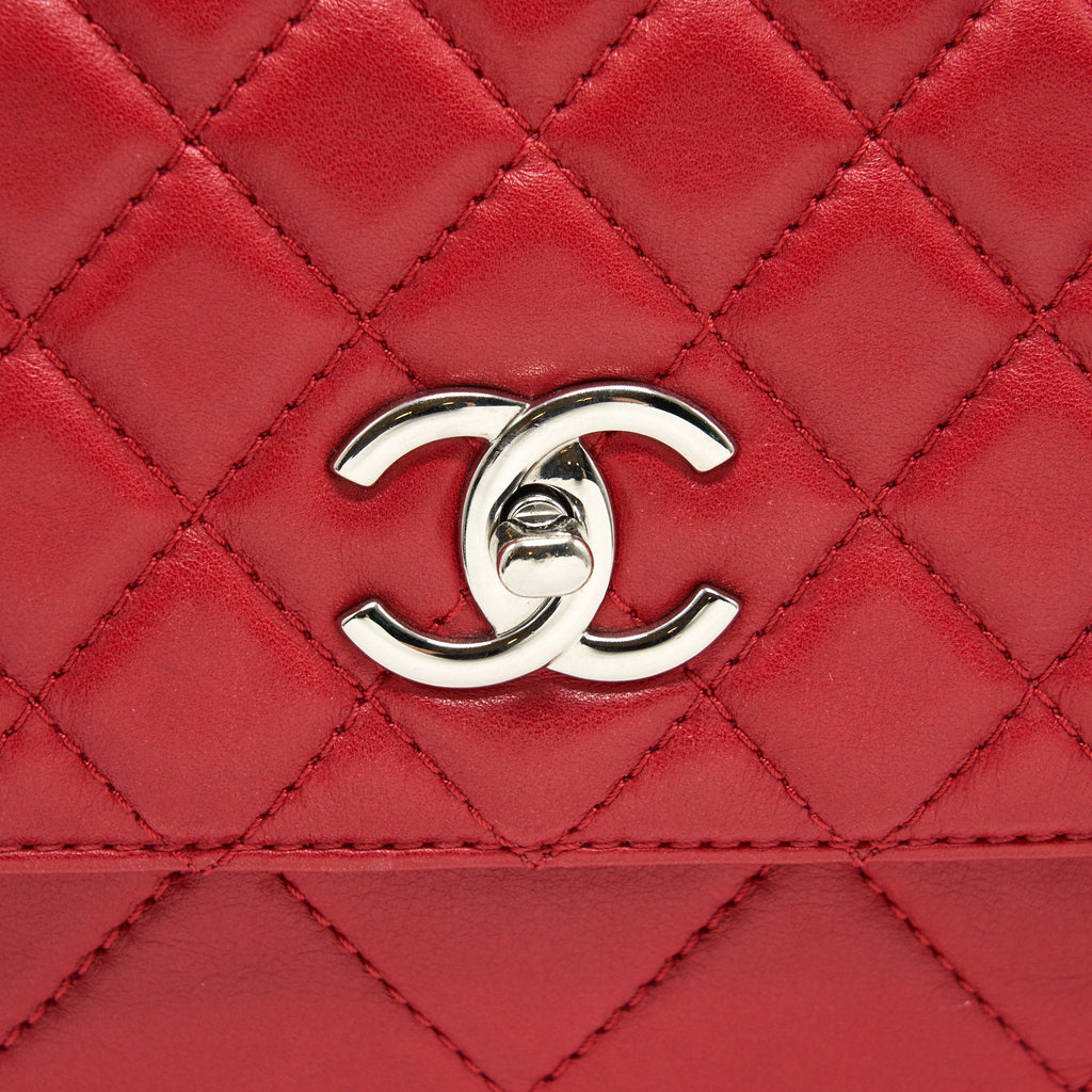 Chanel Quilted Large Flap Leather Bag With Chain Red