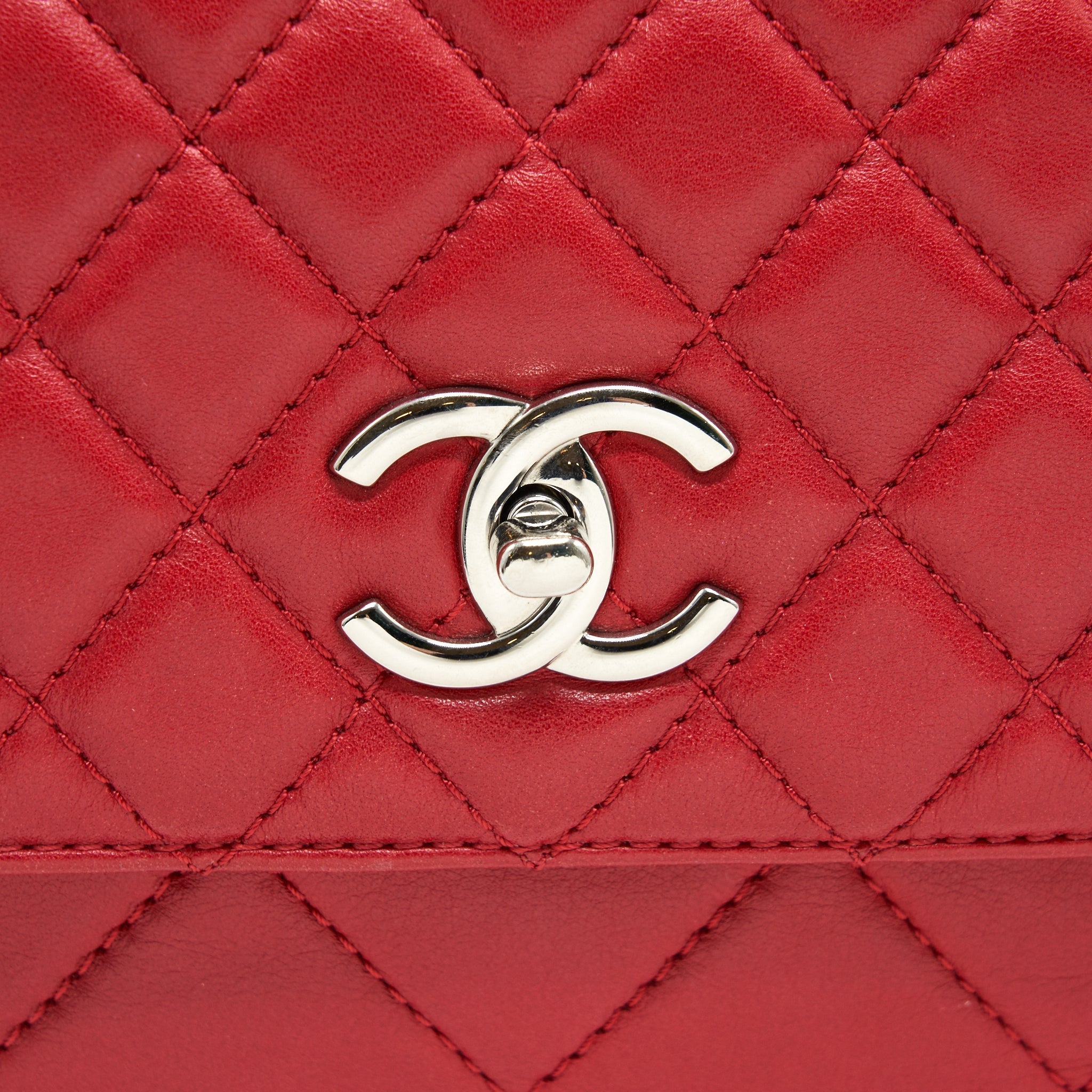 Chanel Quilted Large Flap Leather Bag With Chain Red