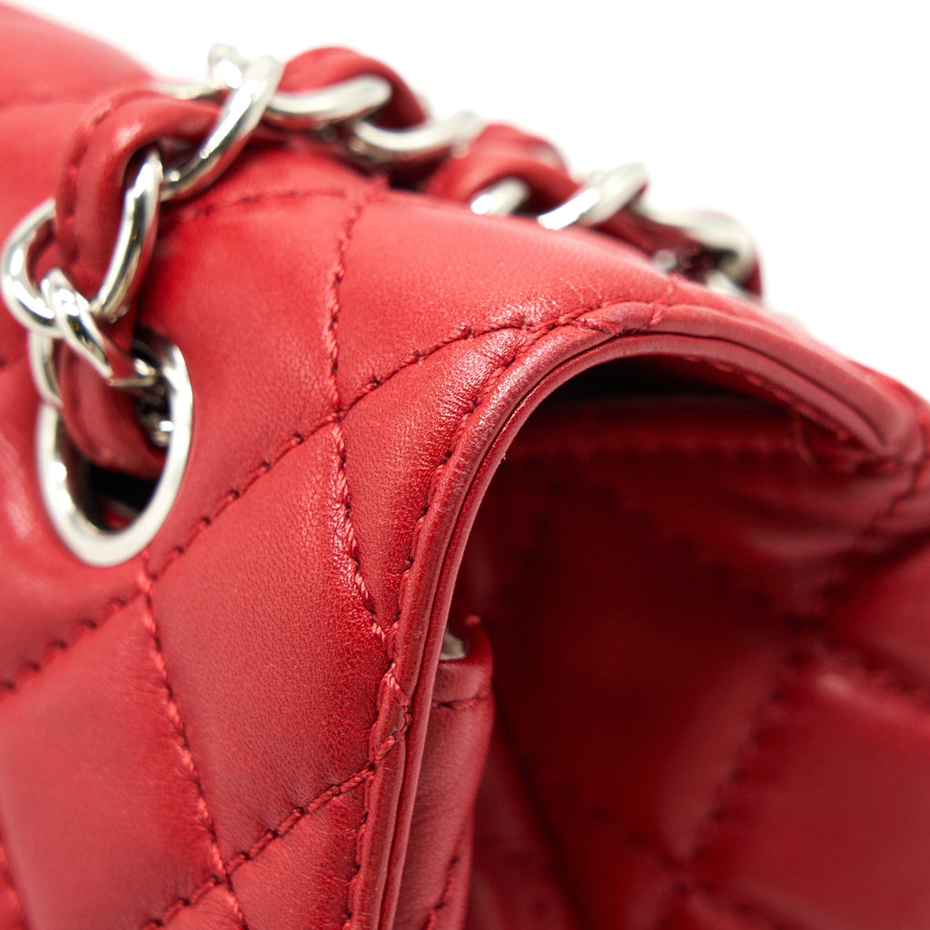 Chanel Quilted Large Flap Leather Bag With Chain Red