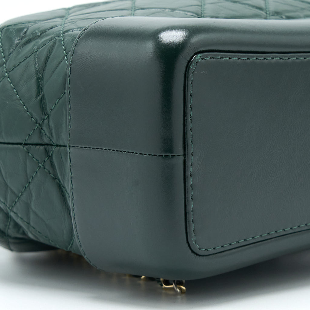 Chanel Small Gabrielle Backpack Calfskin Dark Green Multicolour Hardware