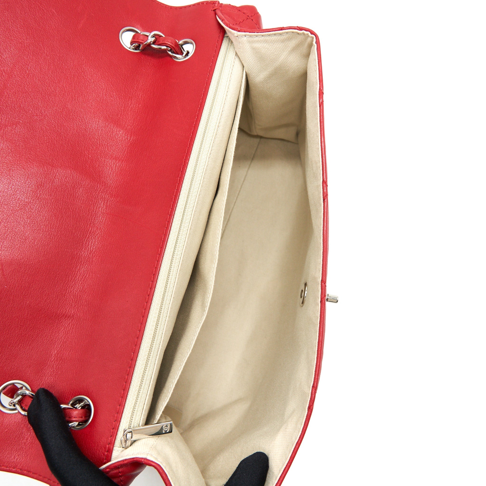 Chanel Quilted Large Flap Leather Bag With Chain Red