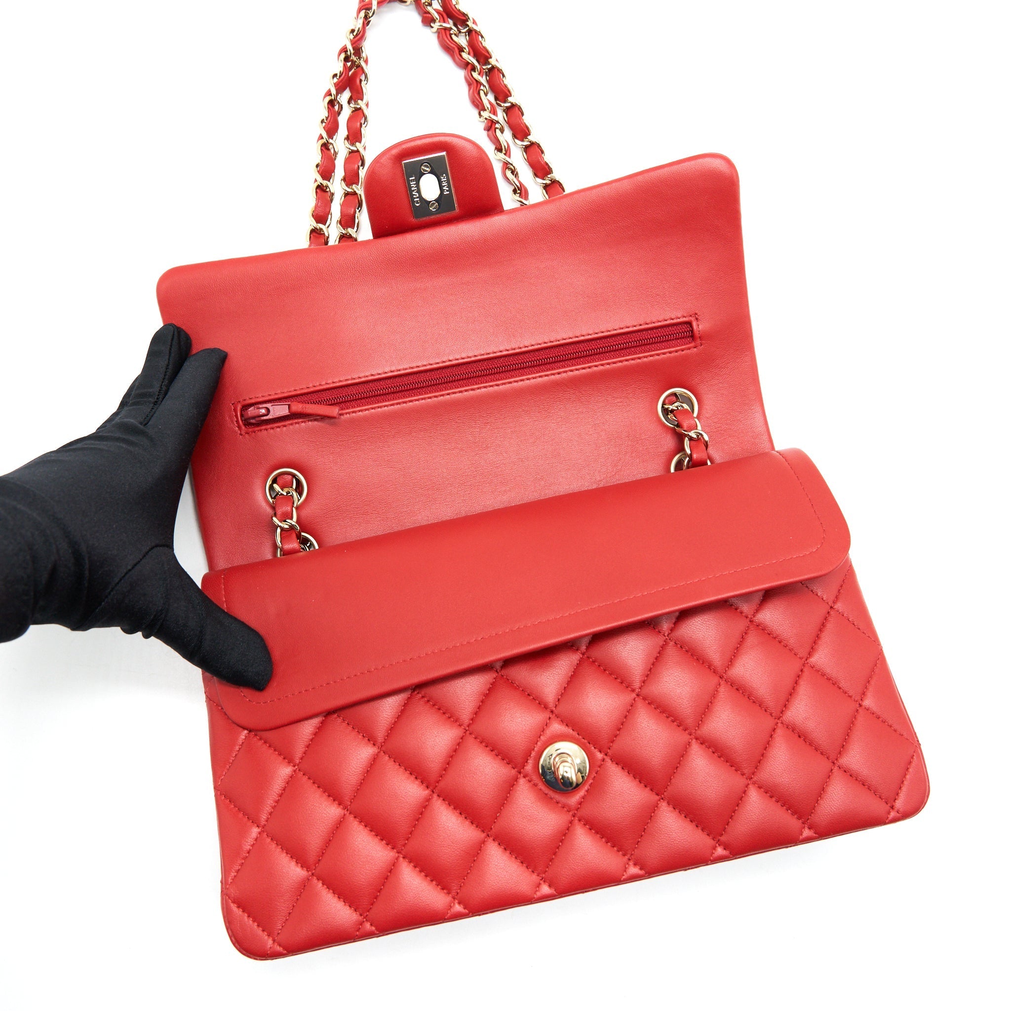 Chanel Medium Classic Double Flap Bag Red L serial29