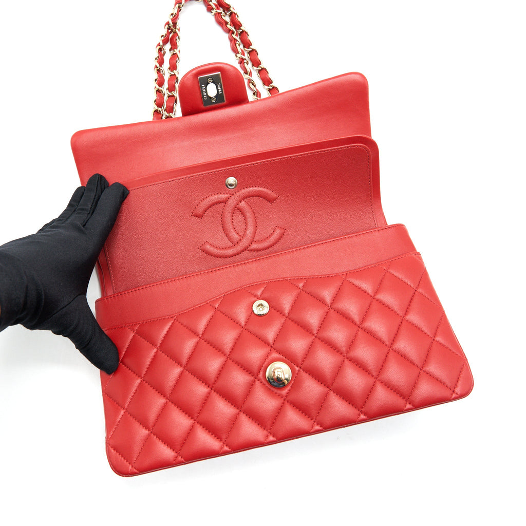 Chanel Medium Classic Double Flap Bag Red L serial29