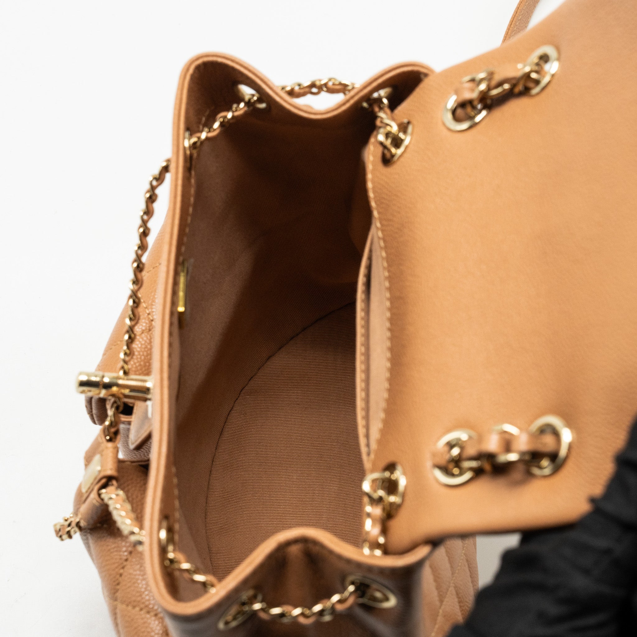 Chanel Triple Pack Backpack Caviar Caramel L (Microchip)