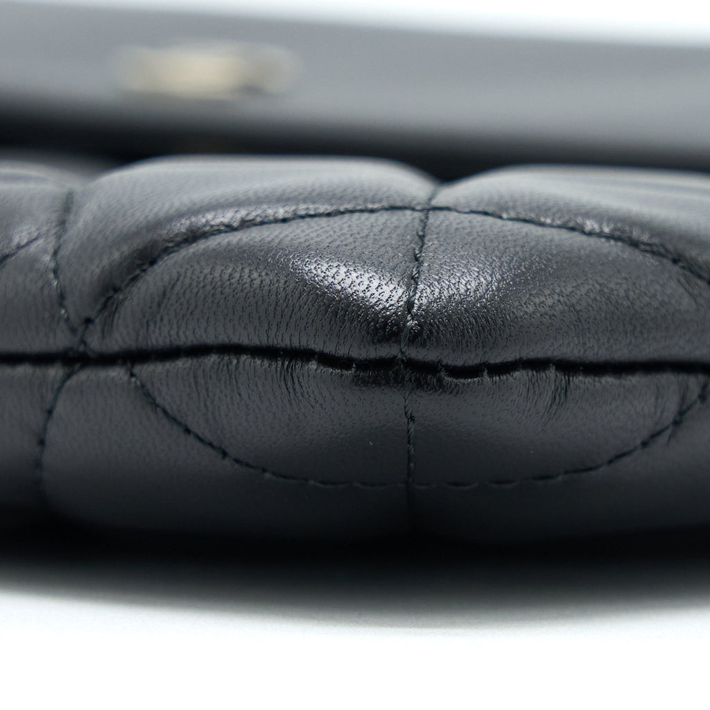 Chanel Quilted Zip and Flap Pouch/Clutch Large Model Lambskin Black L