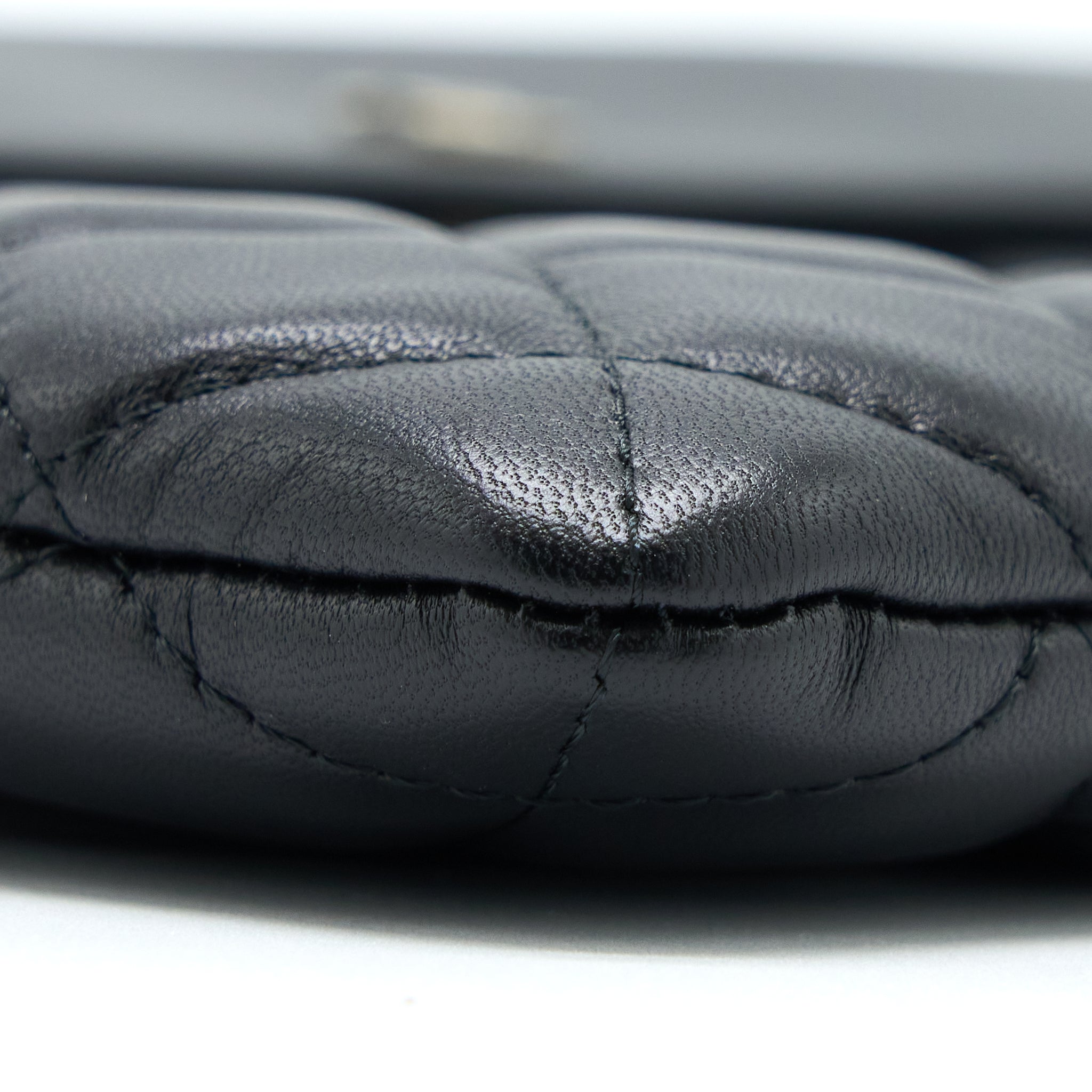 Chanel Quilted Zip and Flap Pouch/Clutch Large Model Lambskin Black L