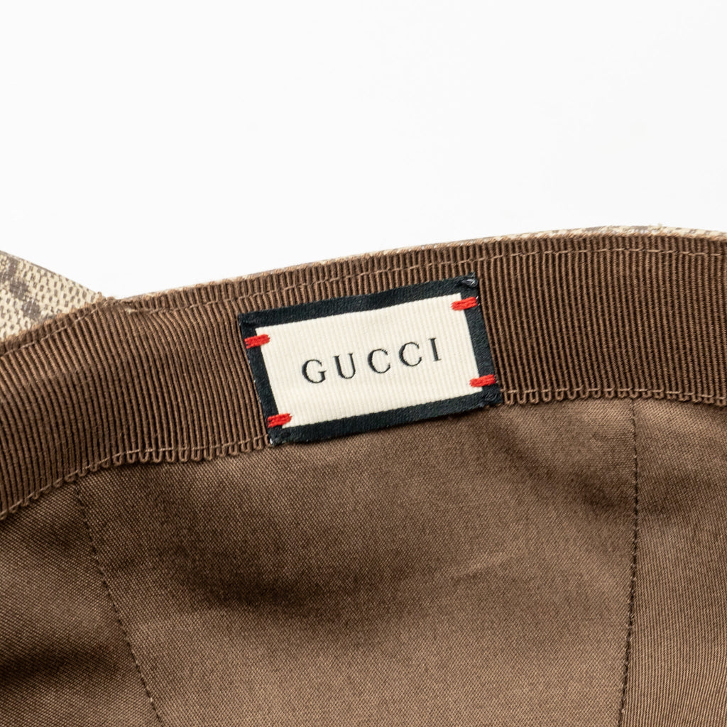 Gucci Size M Boutique Baseball Hat GG Monogram Canvas Beige/Red