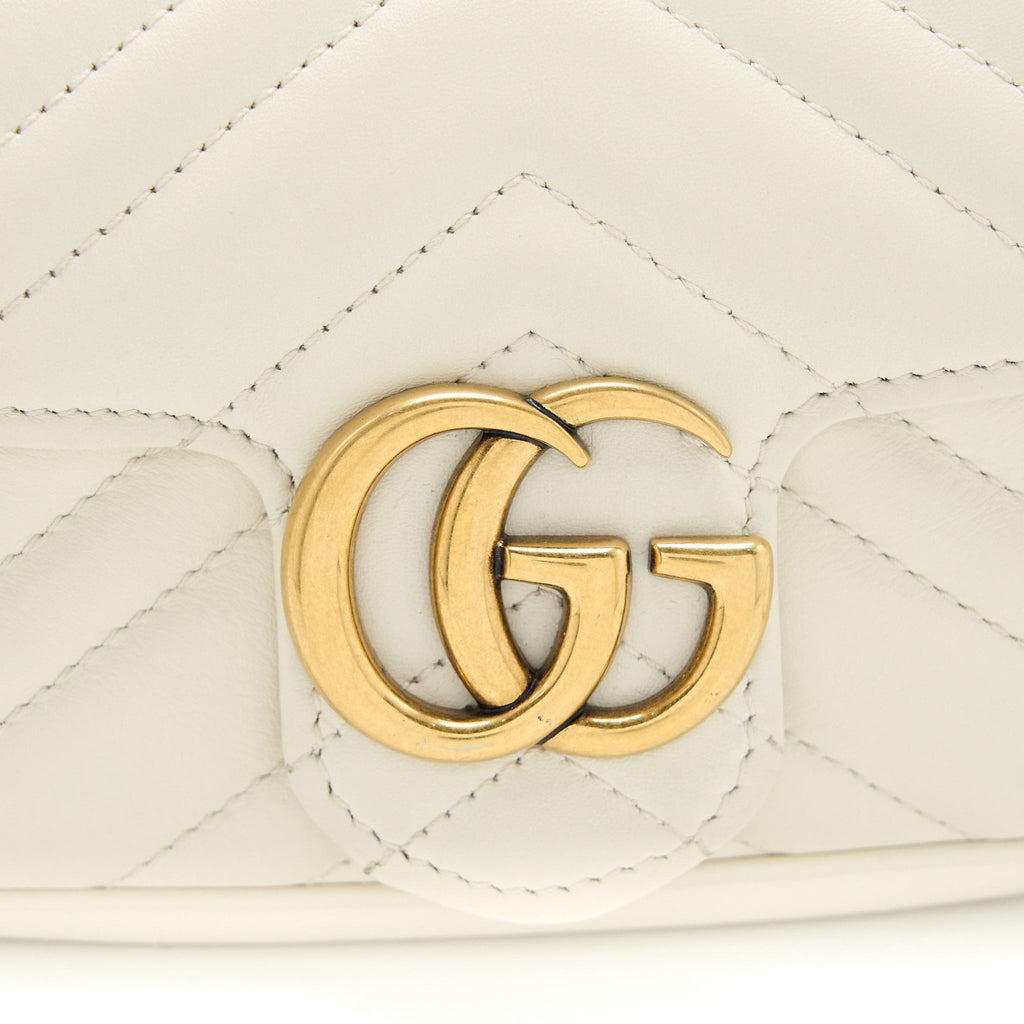Gucci GG Marmont Super Mini Bag Matelass� White Brushed