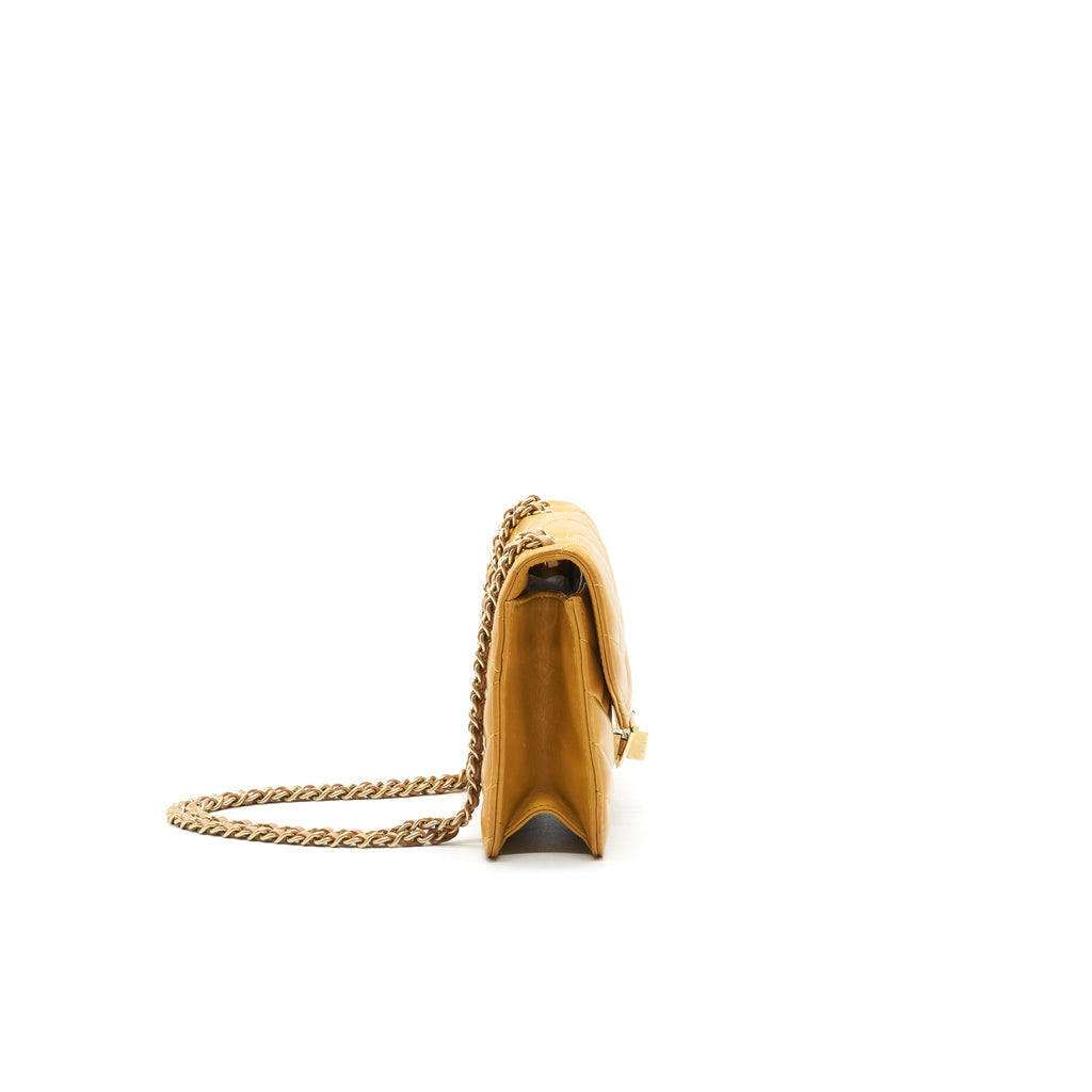 Chanel Chevron Envelope Flap Bag With Chain in Yellow