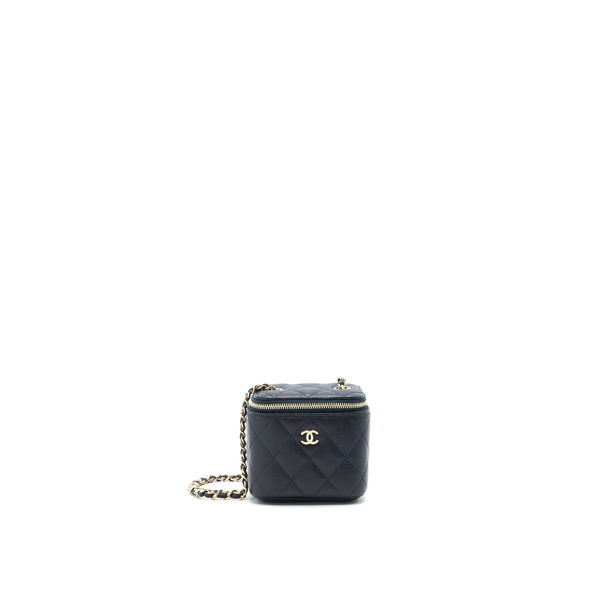 Chanel Small Vanity with Chain Navy Blue with L