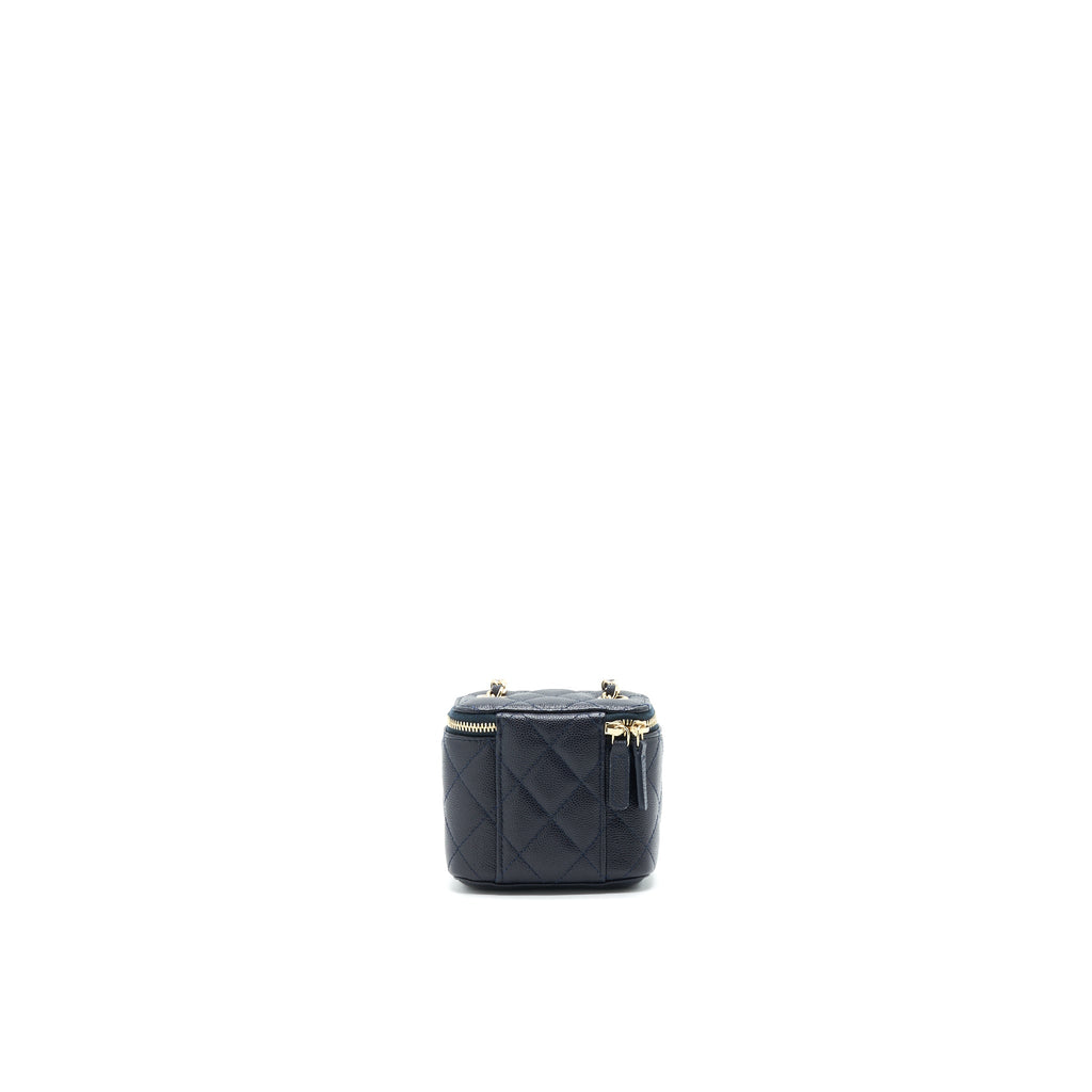 Chanel Small Vanity with Chain Navy Blue with L