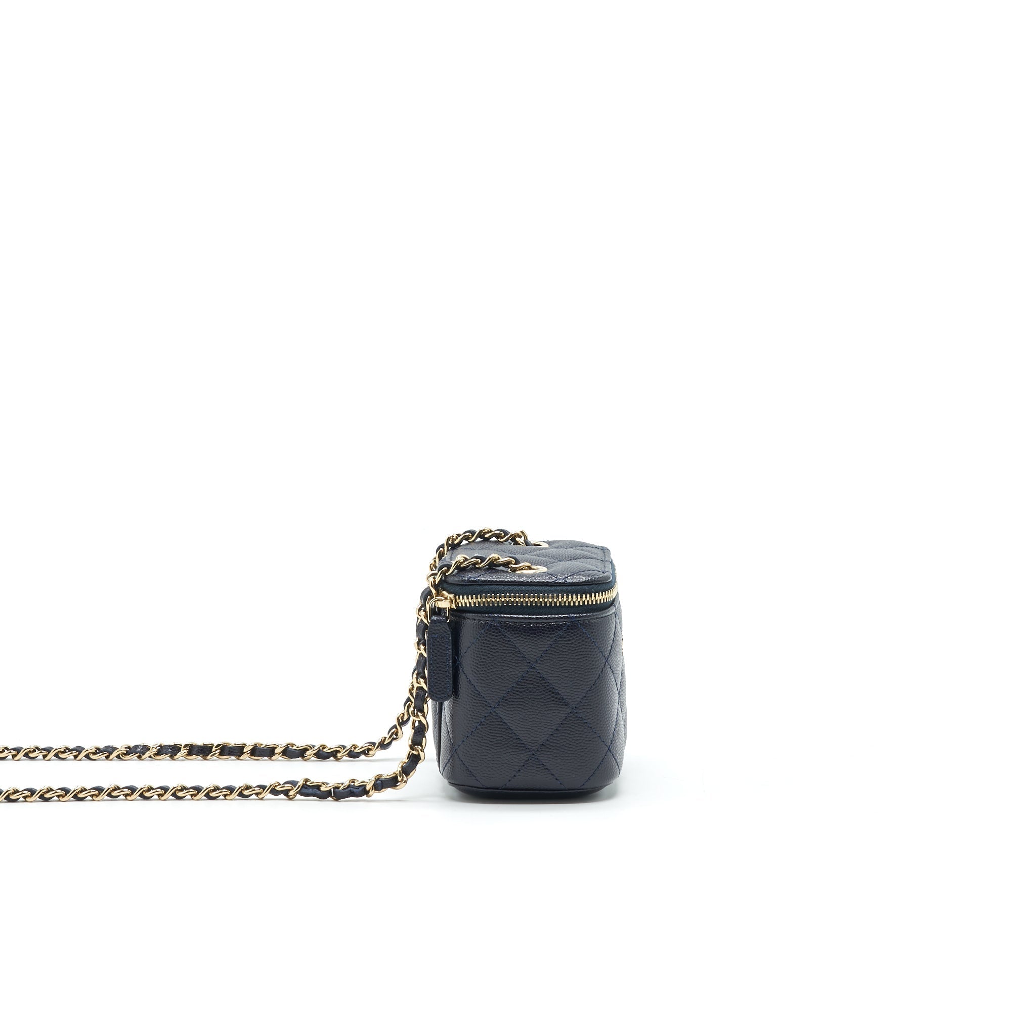 Chanel Small Vanity with Chain Navy Blue with L