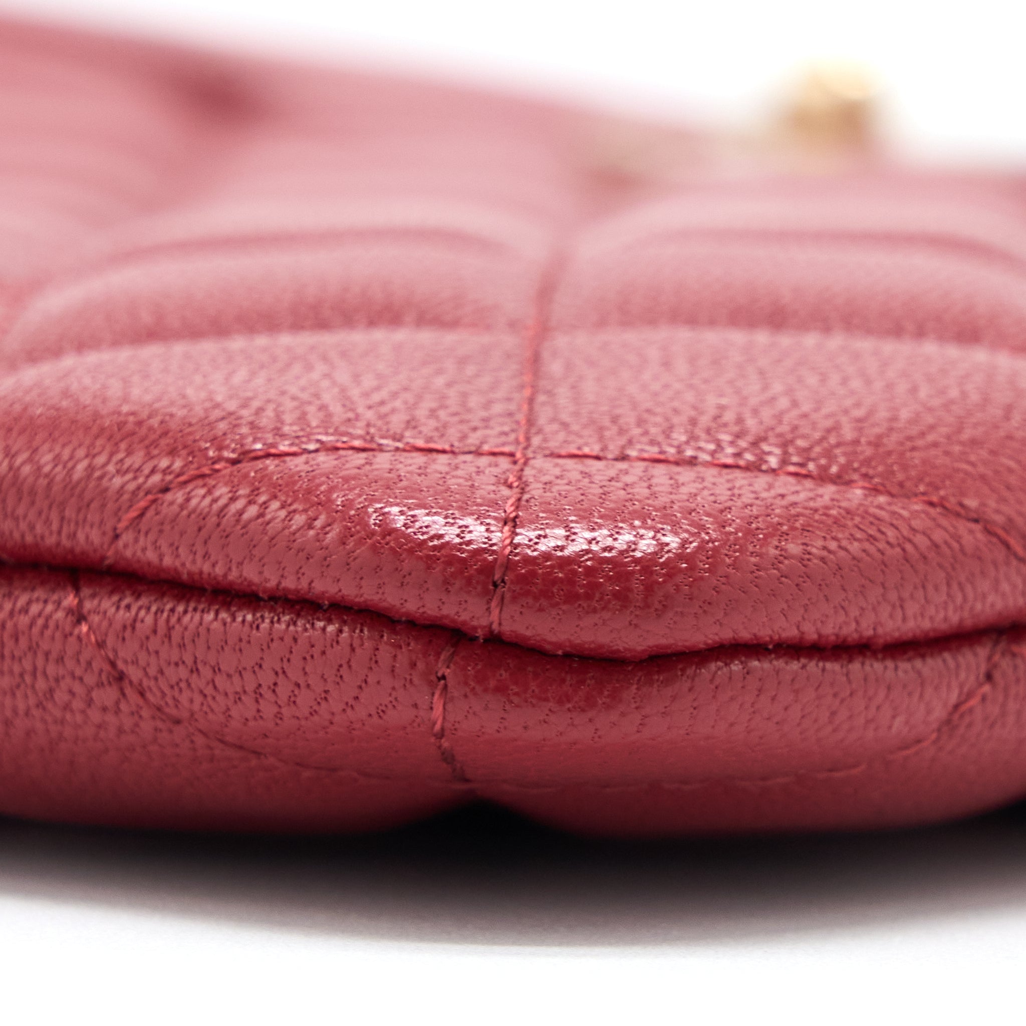 Chanel CC Logo Quilted Zip Pouch/Clutch Calfskin Red