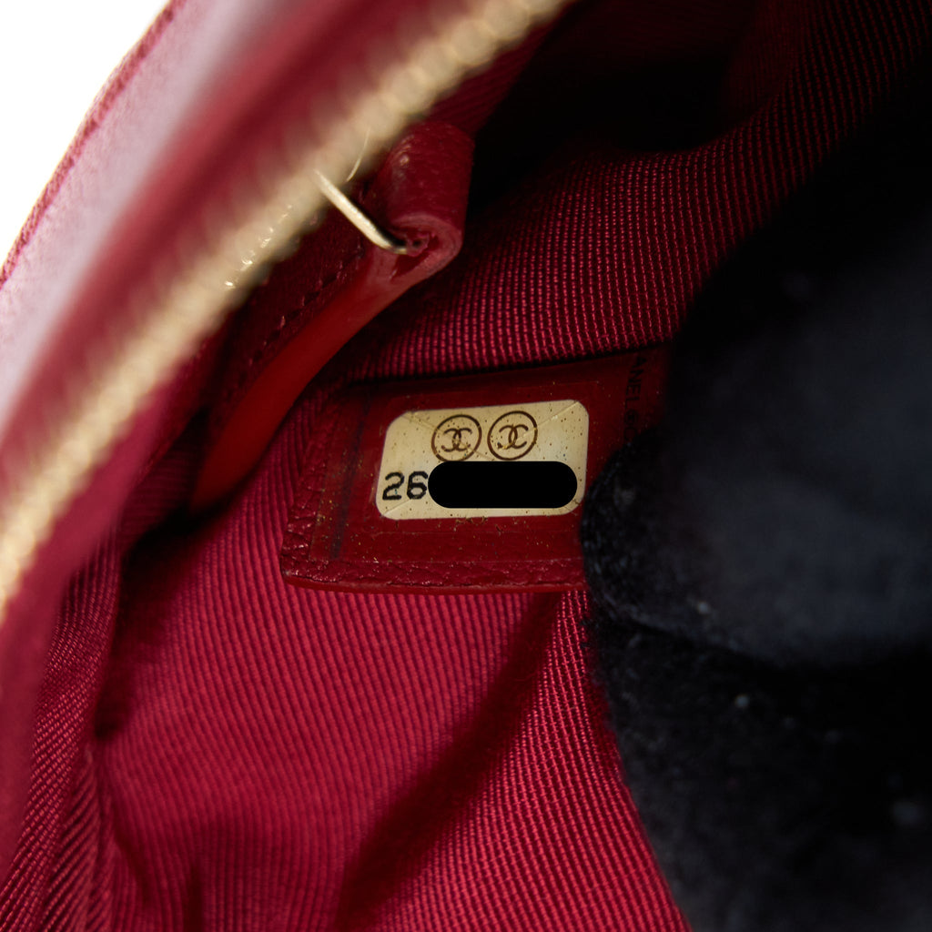 Chanel CC Logo Quilted Zip Pouch/Clutch Calfskin Red