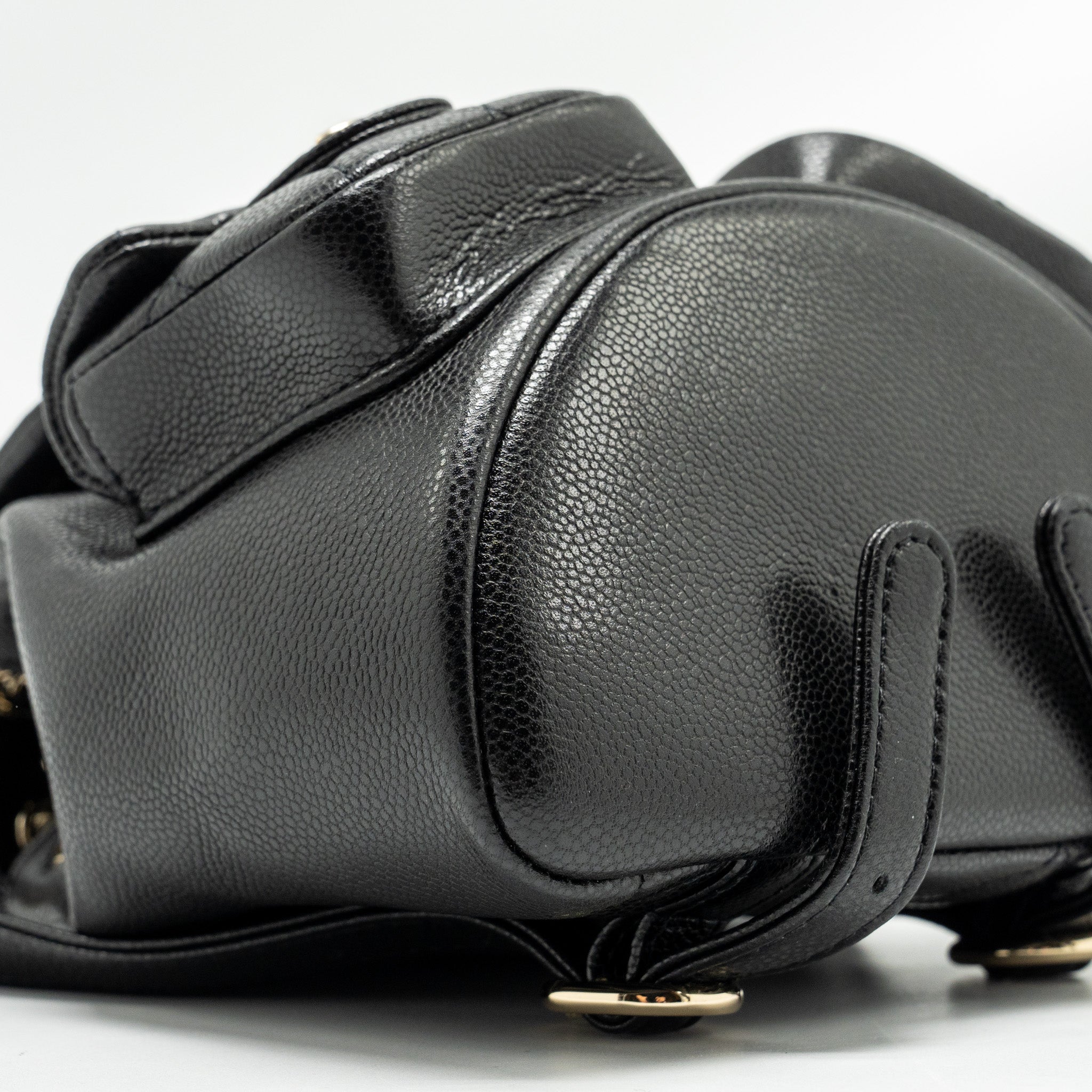 CHANEL 24A Mini Duma Backpack Grained Calfskin Black L (Microchip)