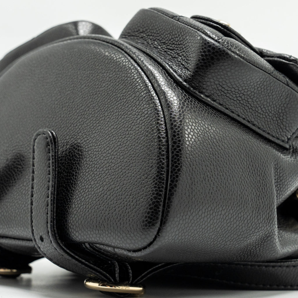 CHANEL 24A Mini Duma Backpack Grained Calfskin Black L (Microchip)