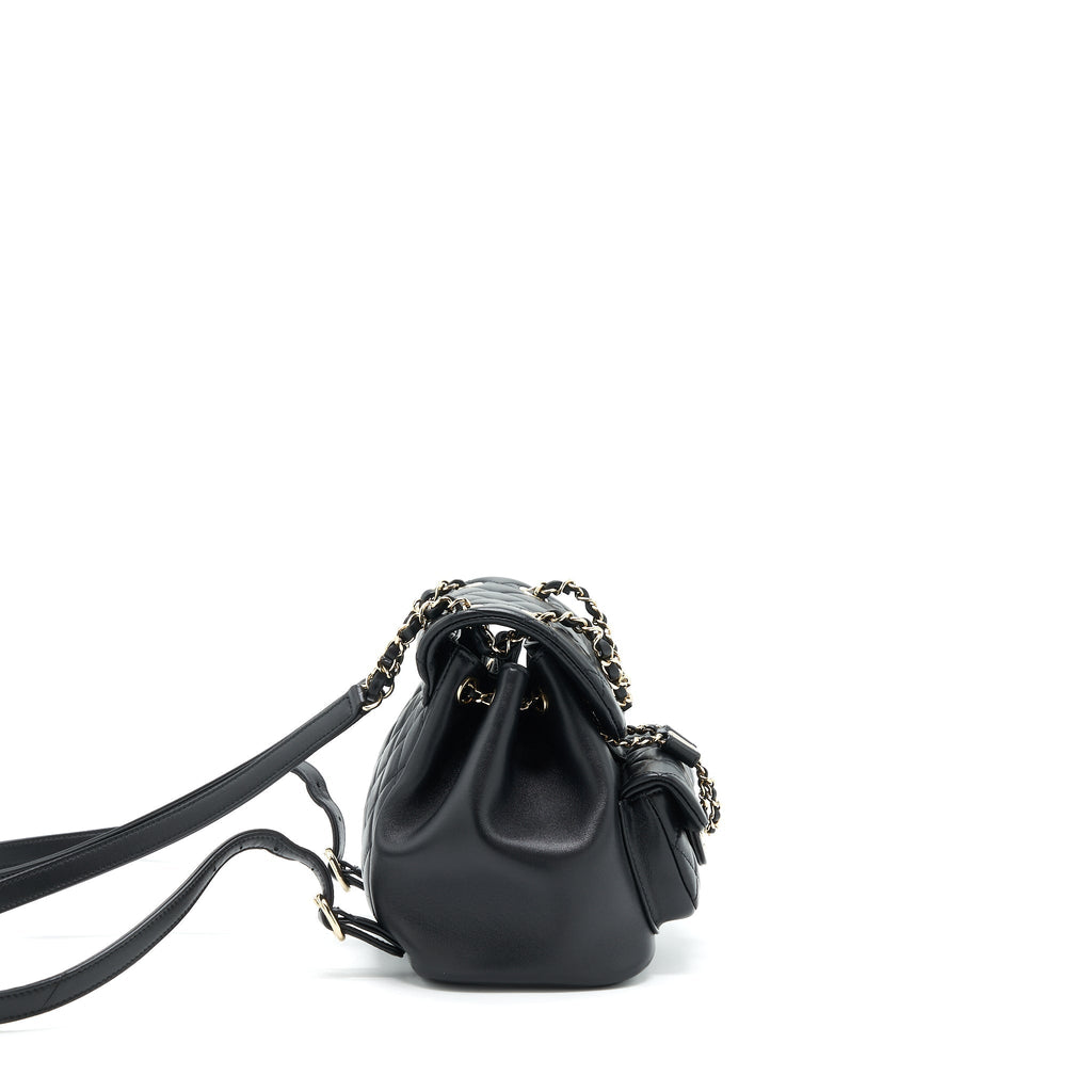 Chanel Duma Mini Backpack Lambskin Black L(Microchip)