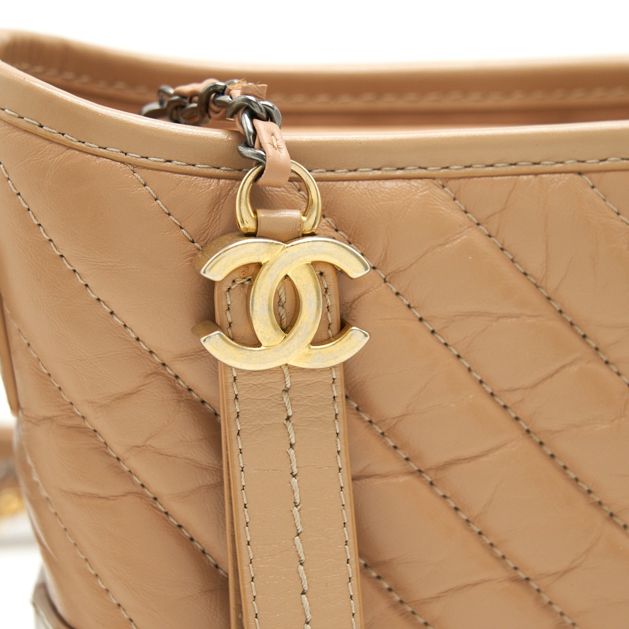 Chanel Gabrielle Hobo Small in Chevron Beige