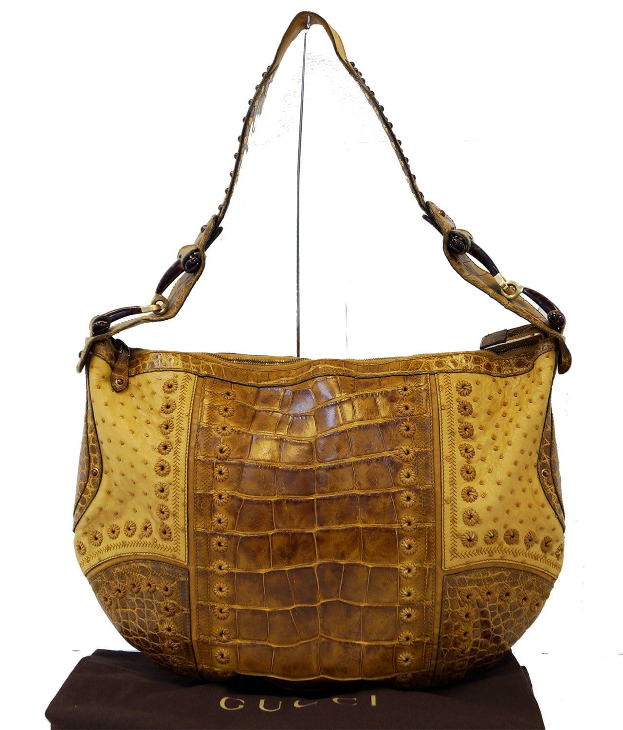 GUCCI Crocodile and Ostrich Patchwork Limited Edition Bag
