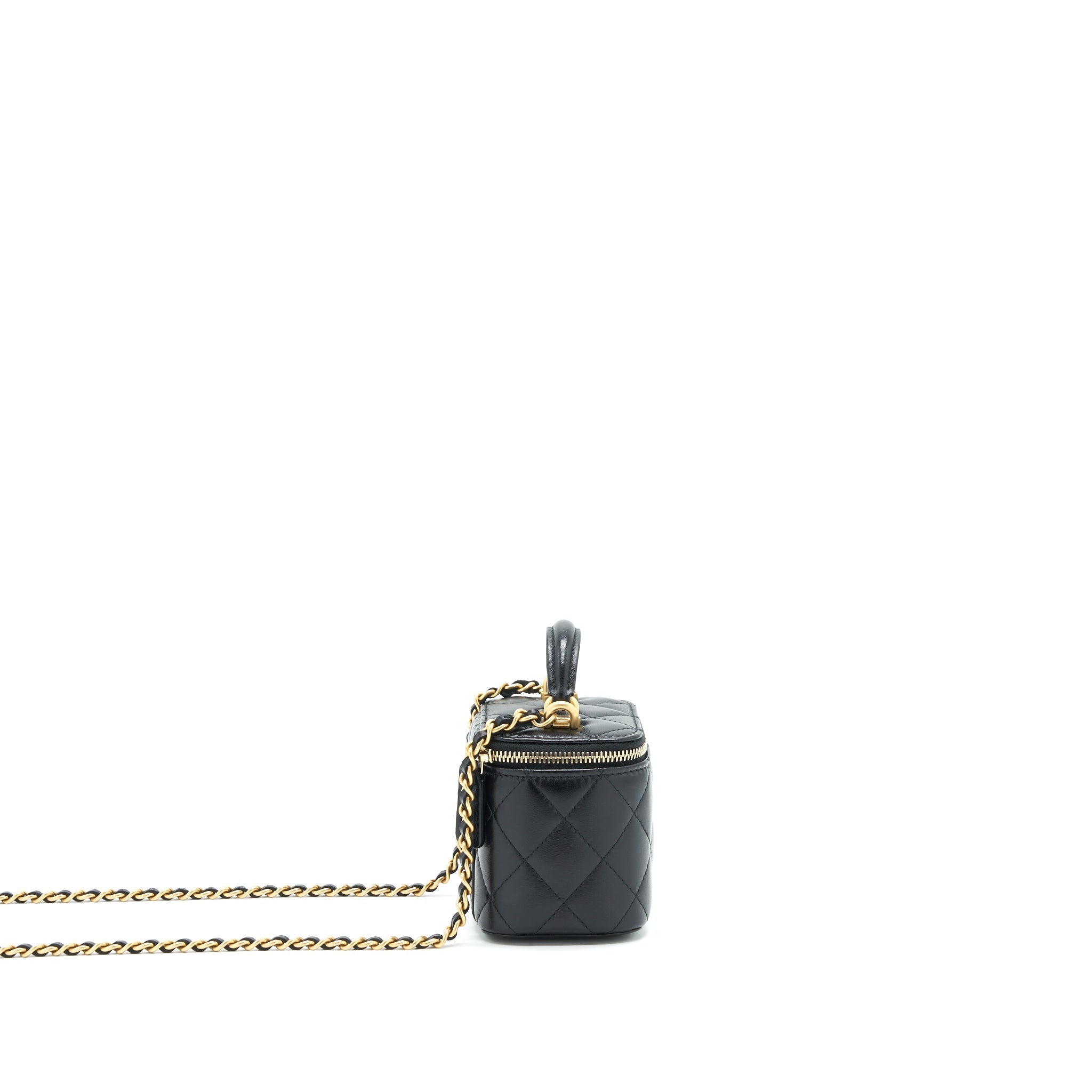 Chanel Small Handle Vanity With Chain  Lambskin Black