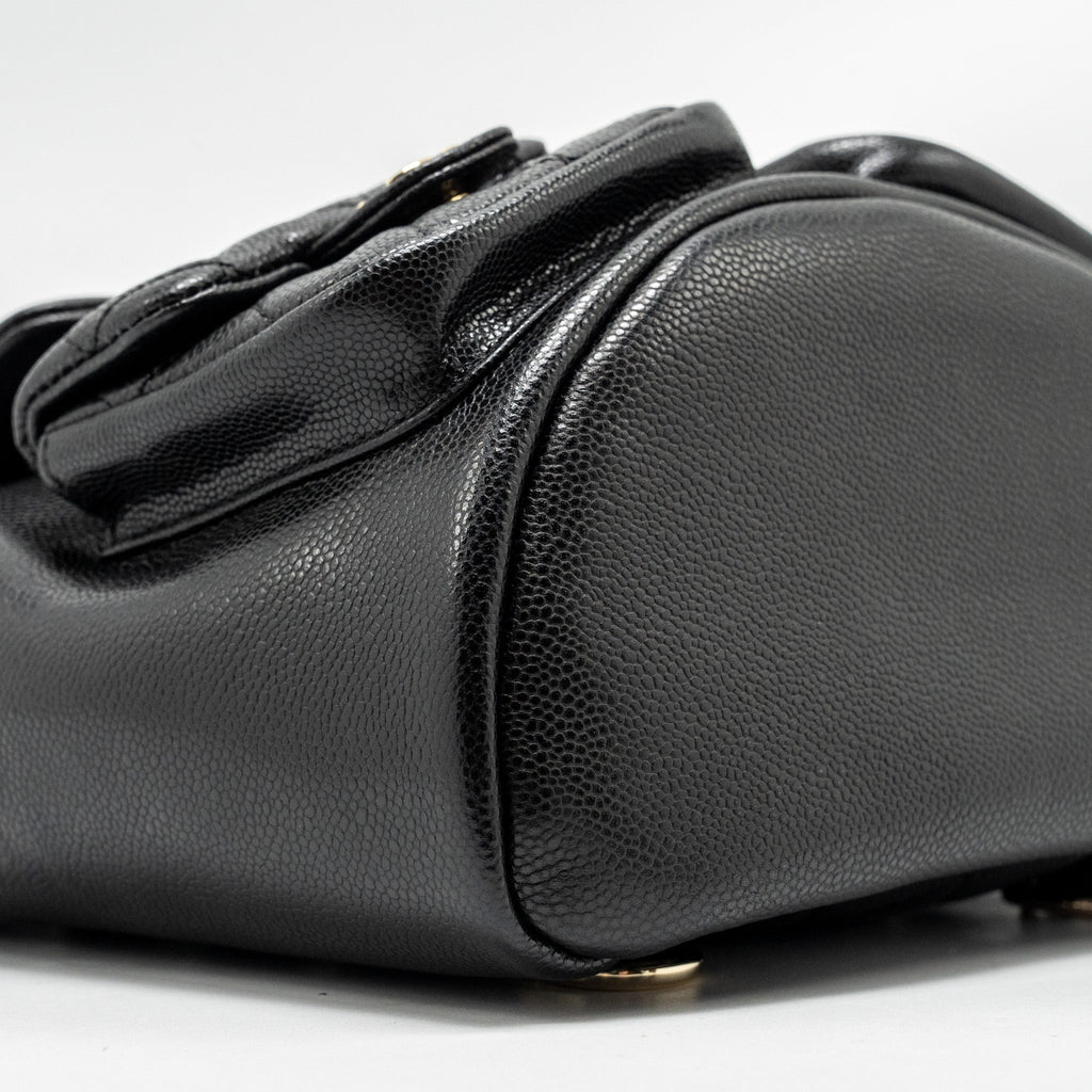 Chanel Triple Pack Backpack Caviar Black L (microchip)