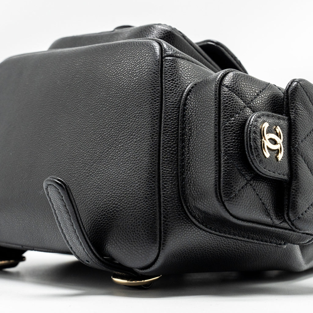 Chanel Triple Pocket Backpack Caviar Black L (Microchip)