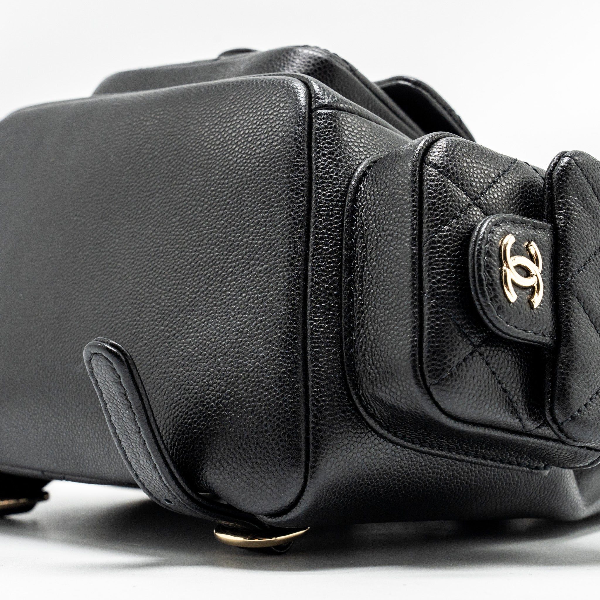 Chanel Triple Pocket Backpack Caviar Black L (Microchip)