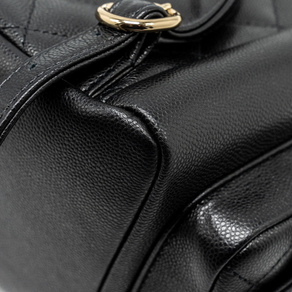 Chanel Triple Pocket Backpack Caviar Black L (Microchip)