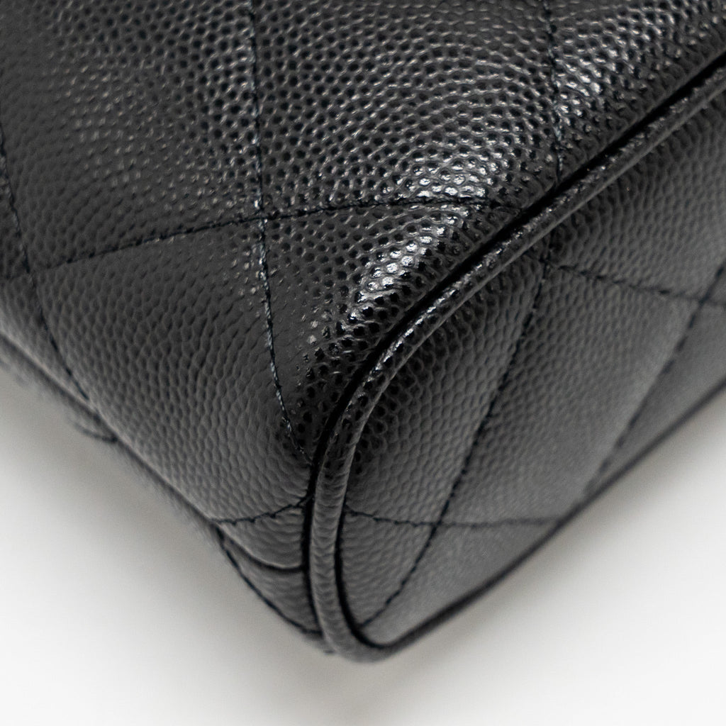 Chanel fold flap vanity clutch with chain caviar black