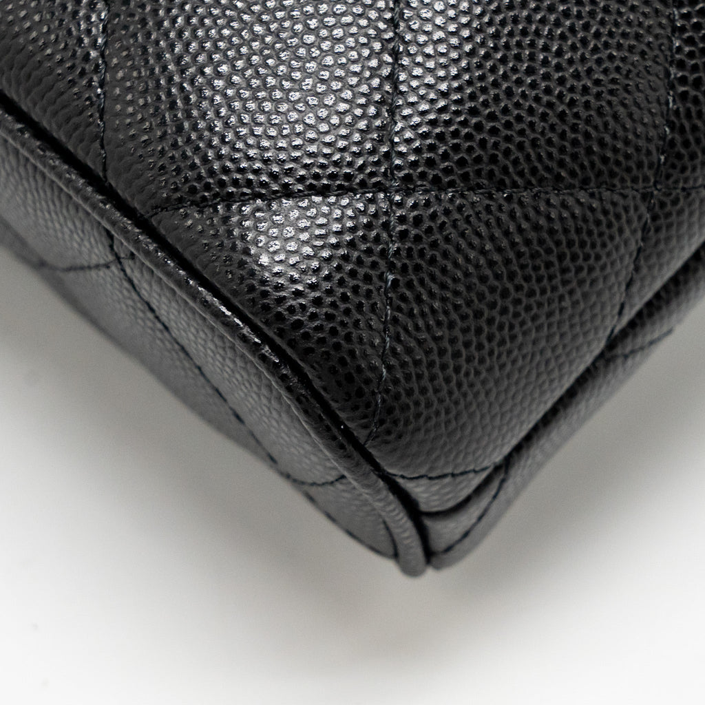 Chanel fold flap vanity clutch with chain caviar black