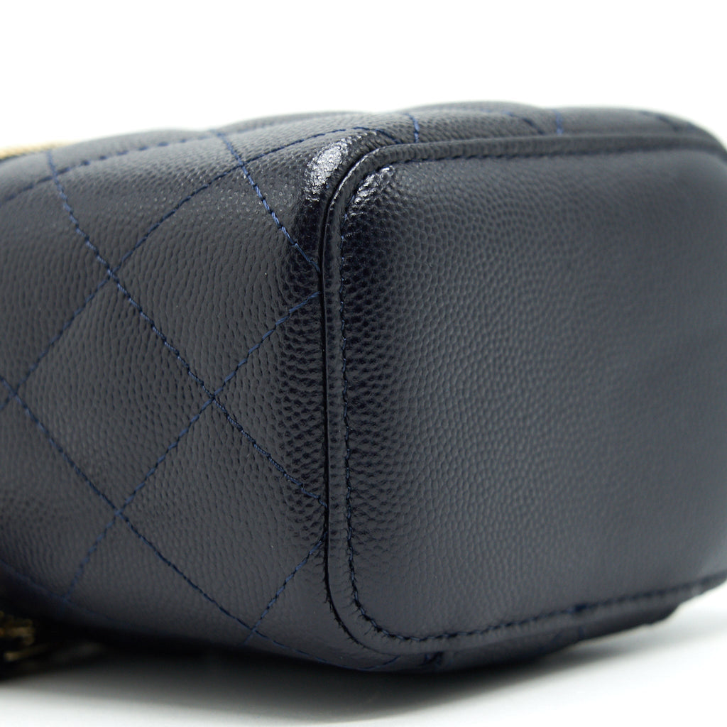 Chanel Small Vanity with Chain Navy Blue with L