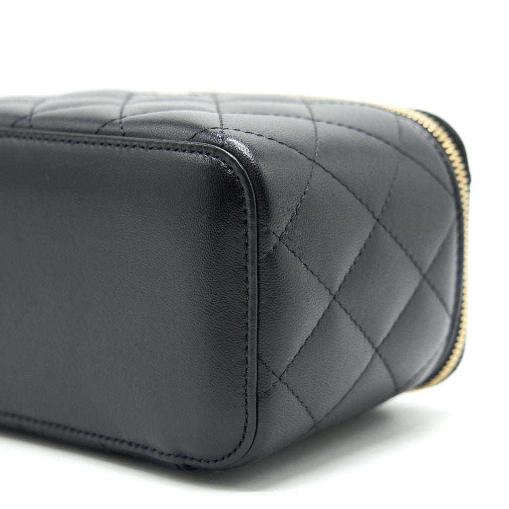 Chanel Long Vanity With Chain Lambskin Black L