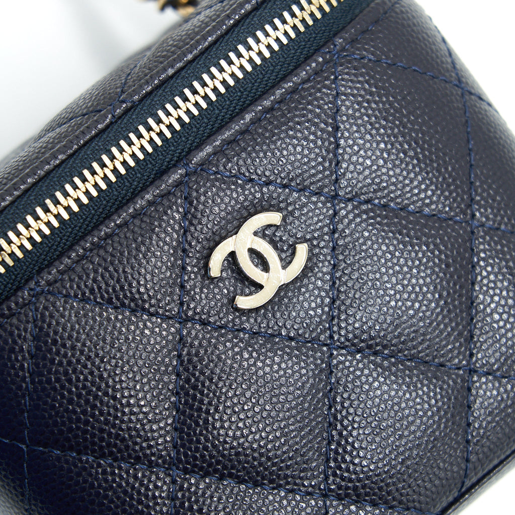Chanel Small Vanity with Chain Navy Blue with L