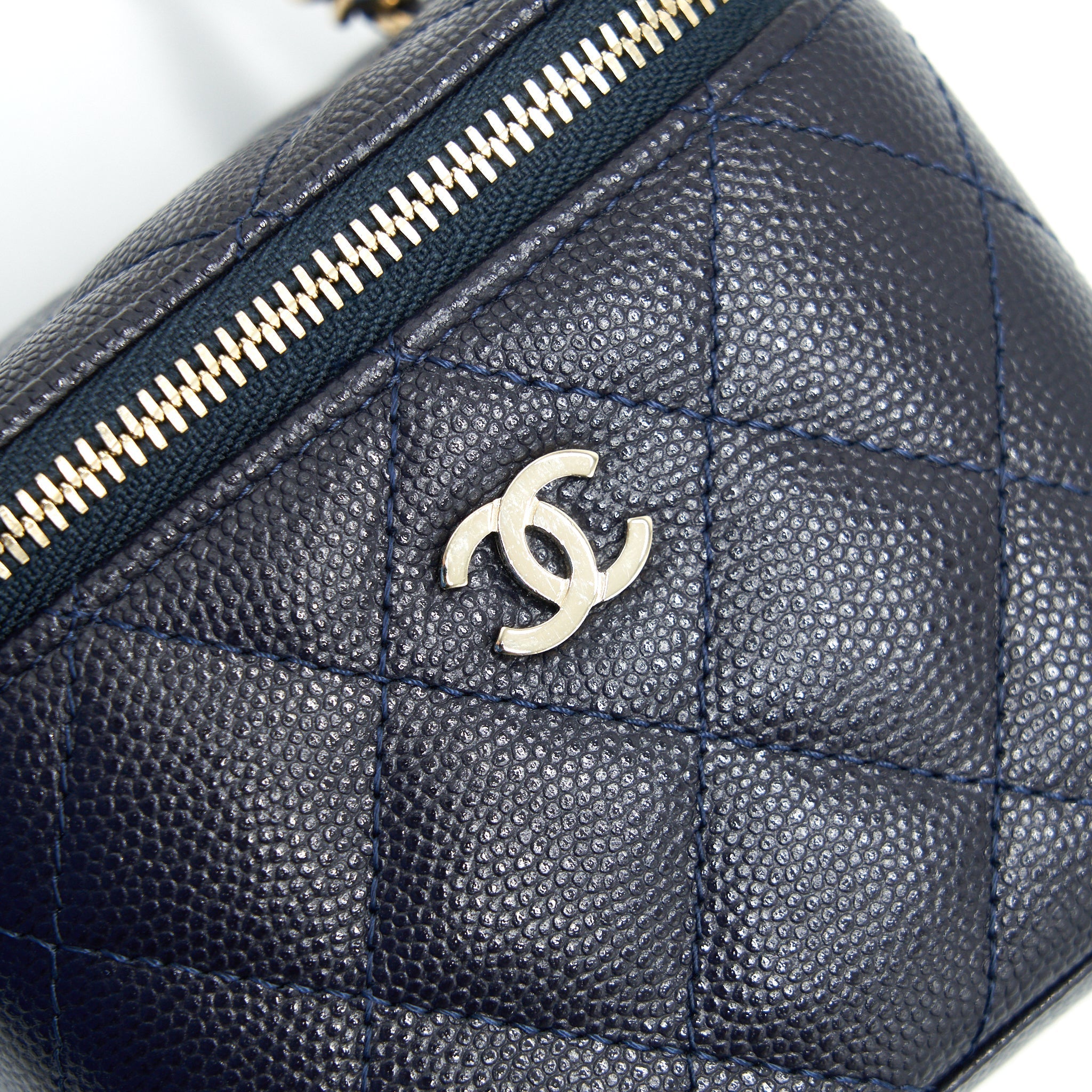 Chanel Small Vanity with Chain Navy Blue with L