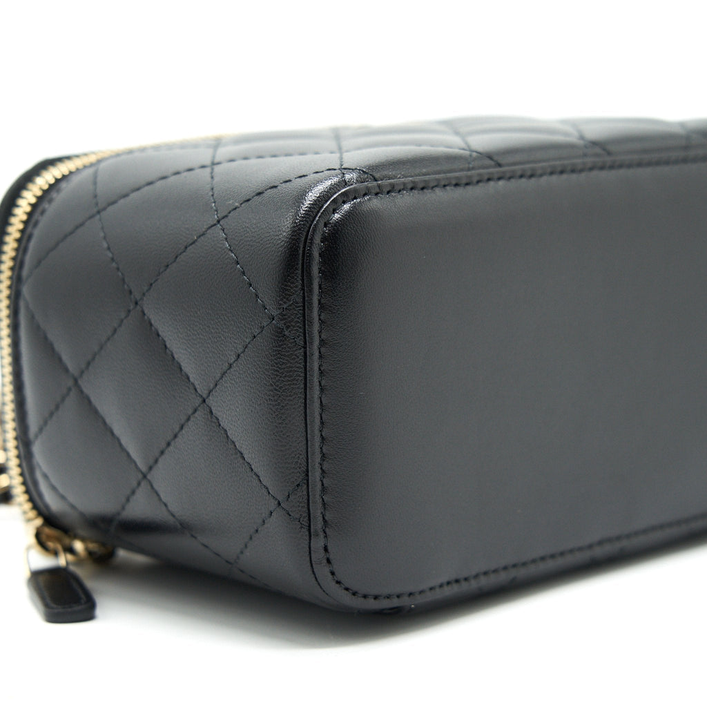 Chanel Long Vanity With Chain Lambskin Black L
