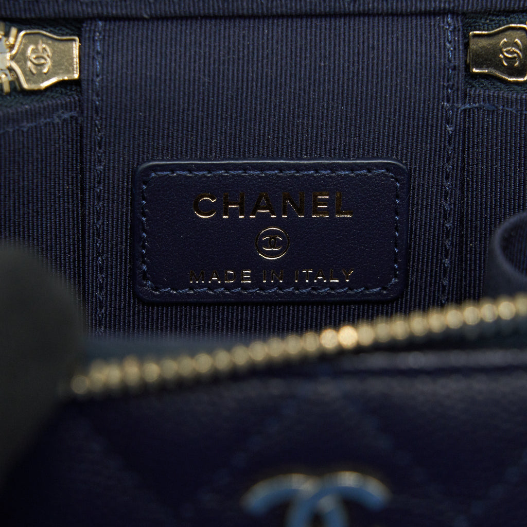 Chanel Small Vanity with Chain Navy Blue with L