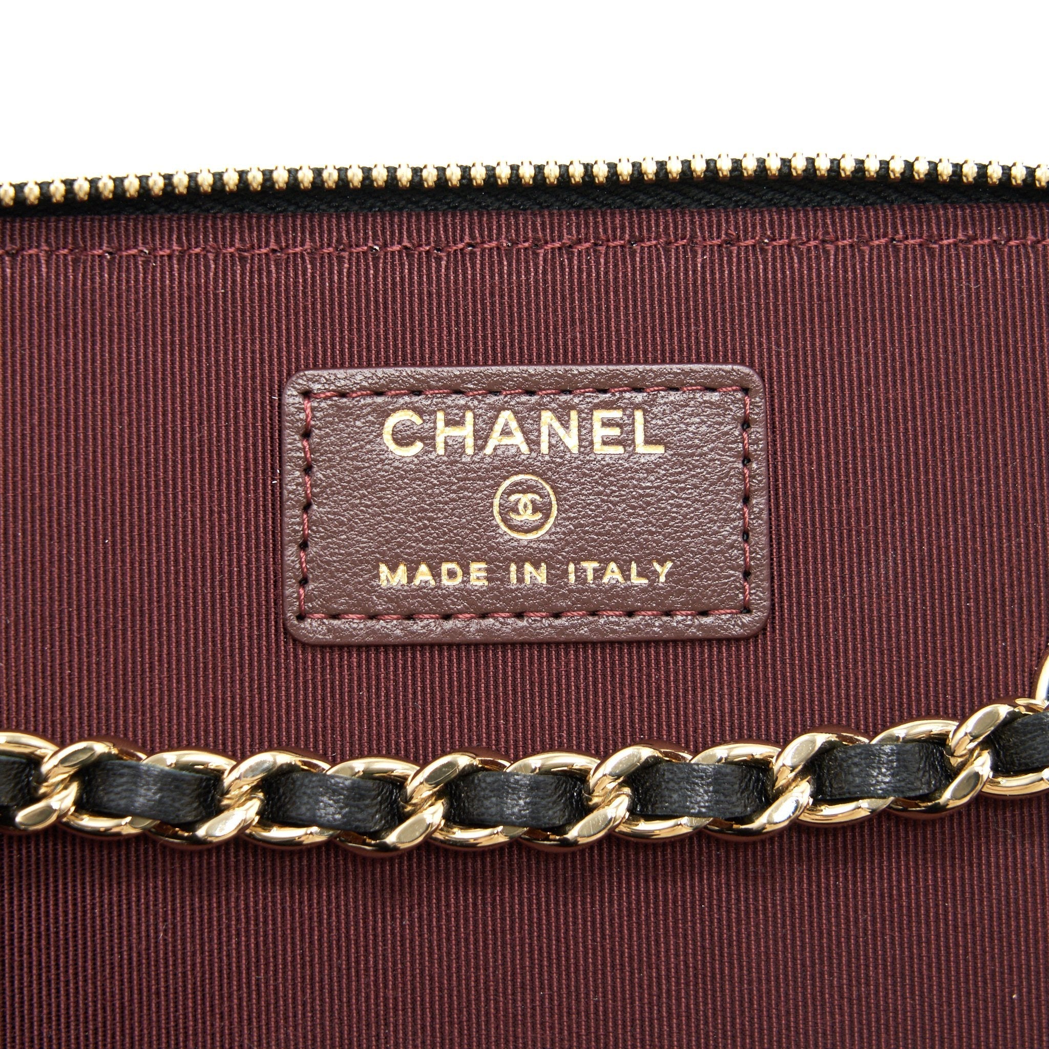 Chanel Long Vanity With Chain Lambskin Black L