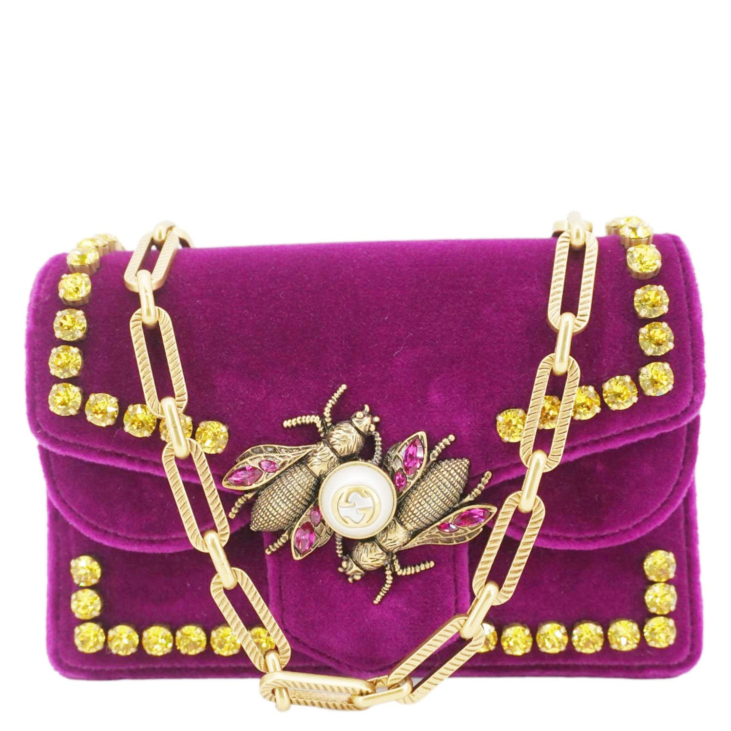 Gucci Velvet Crystal Bee Broadway 489218