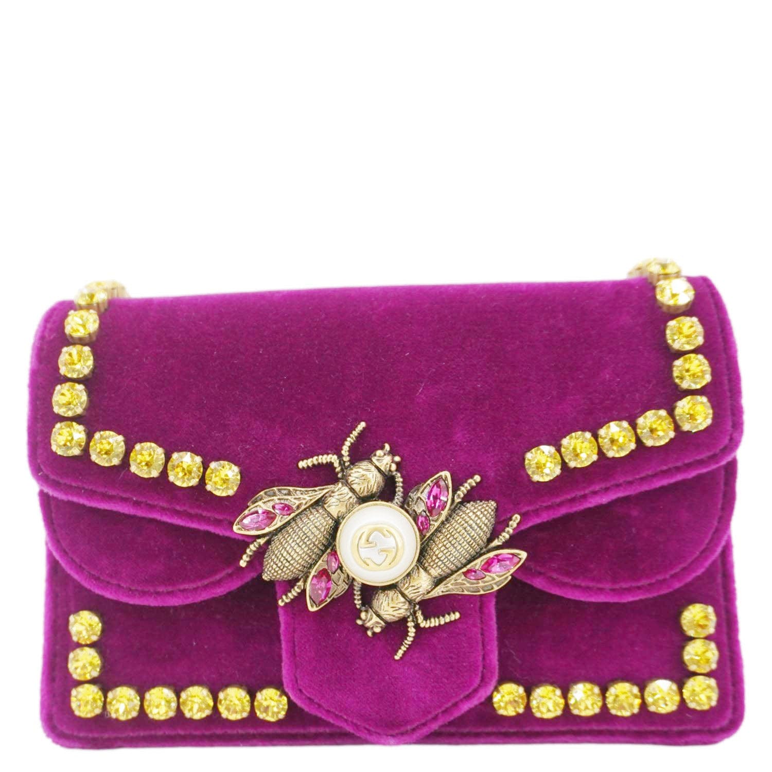 Gucci Velvet Crystal Bee Broadway 489218