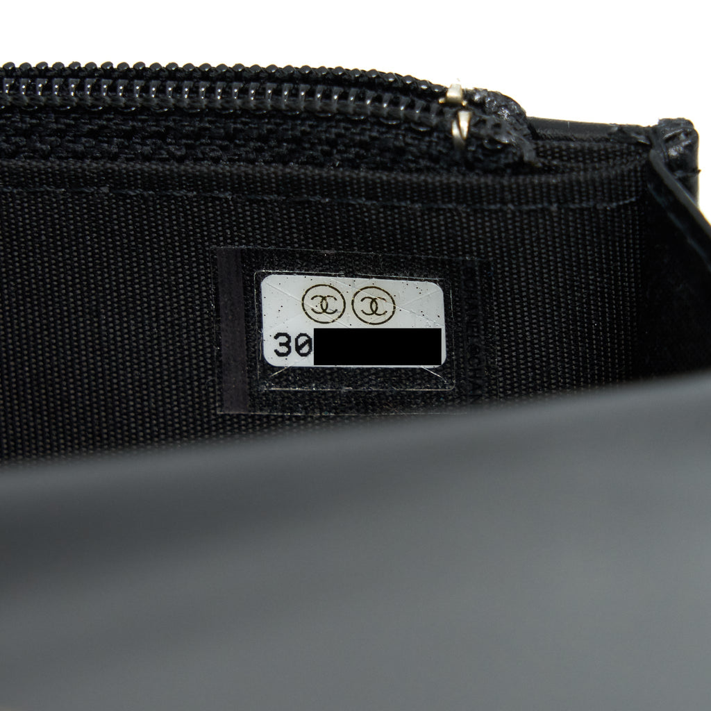 Chanel Giant Pearl Clutch With Chain Calfskin Black L