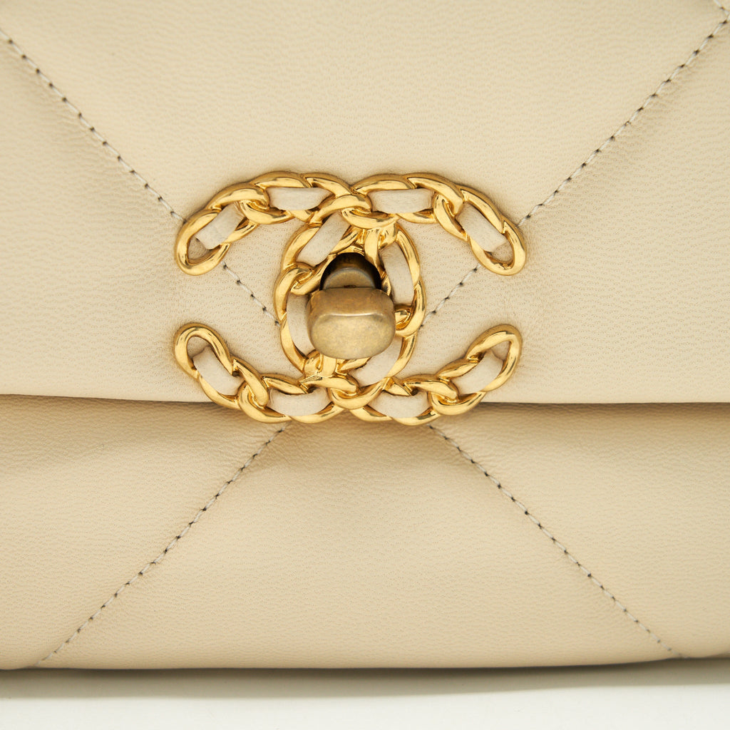 Chanel Small 19 Bag 19K Shiny Goatskin Beige
