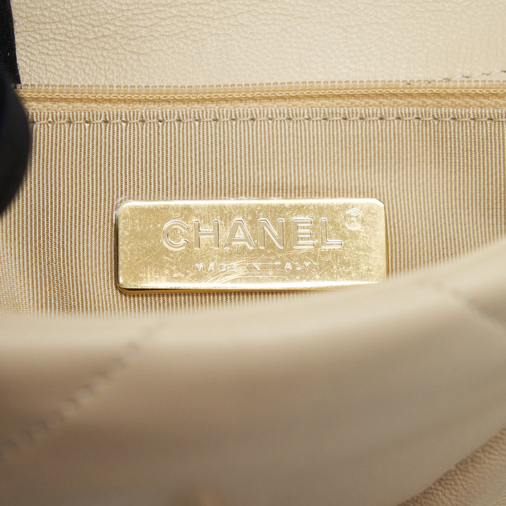 Chanel Small 19 Bag 19K Shiny Goatskin Beige