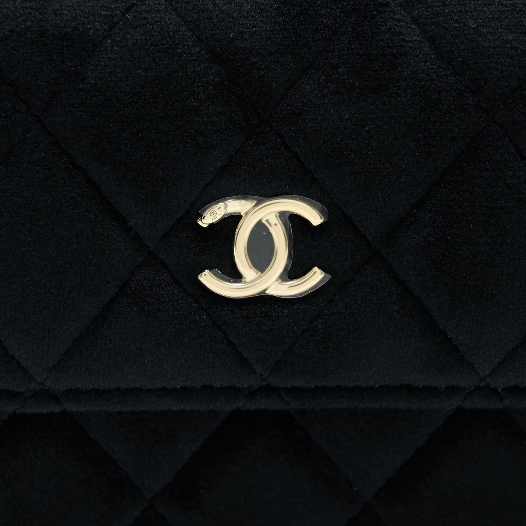 Chanel Velvet Pearl Crush Mini Belt Bag Black with L