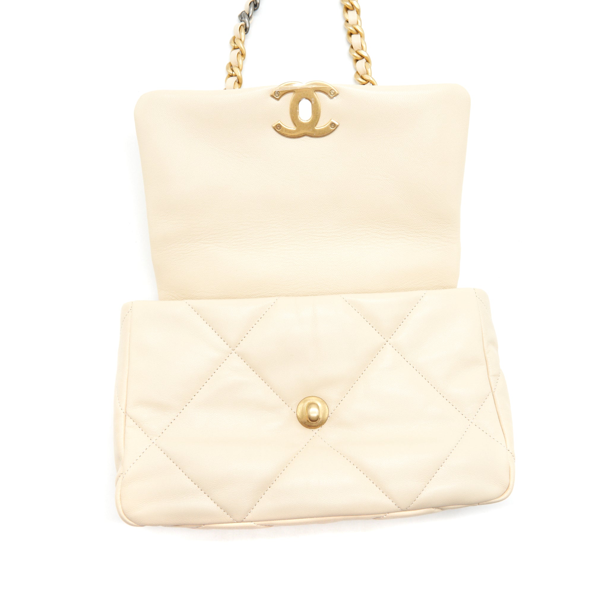 Chanel Small 19 Bag 19K Shiny Goatskin Beige