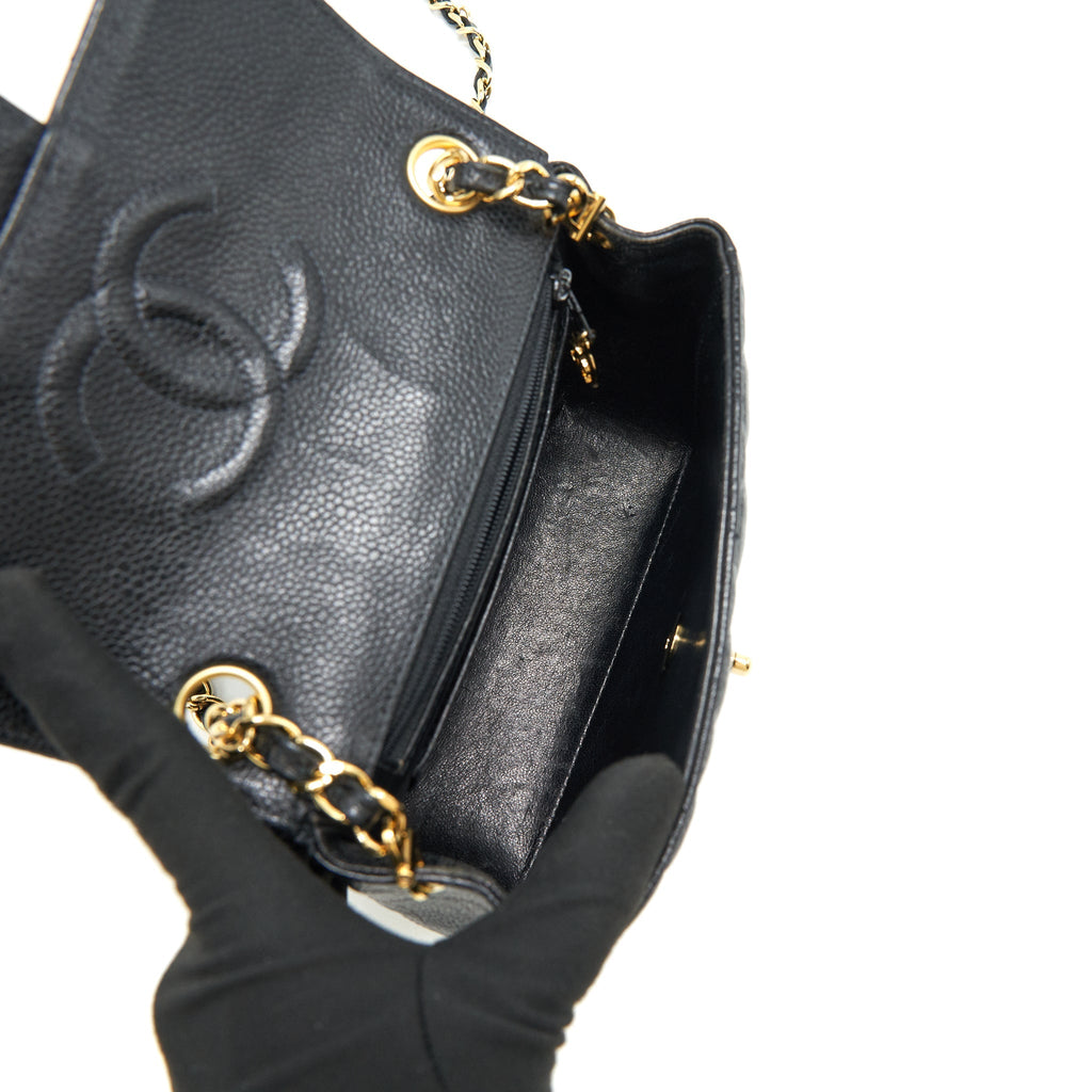 Chanel Vintage Mini Square Flap Bag Caviar Black